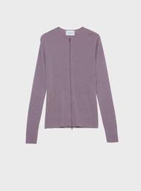 ジップアップリブニット