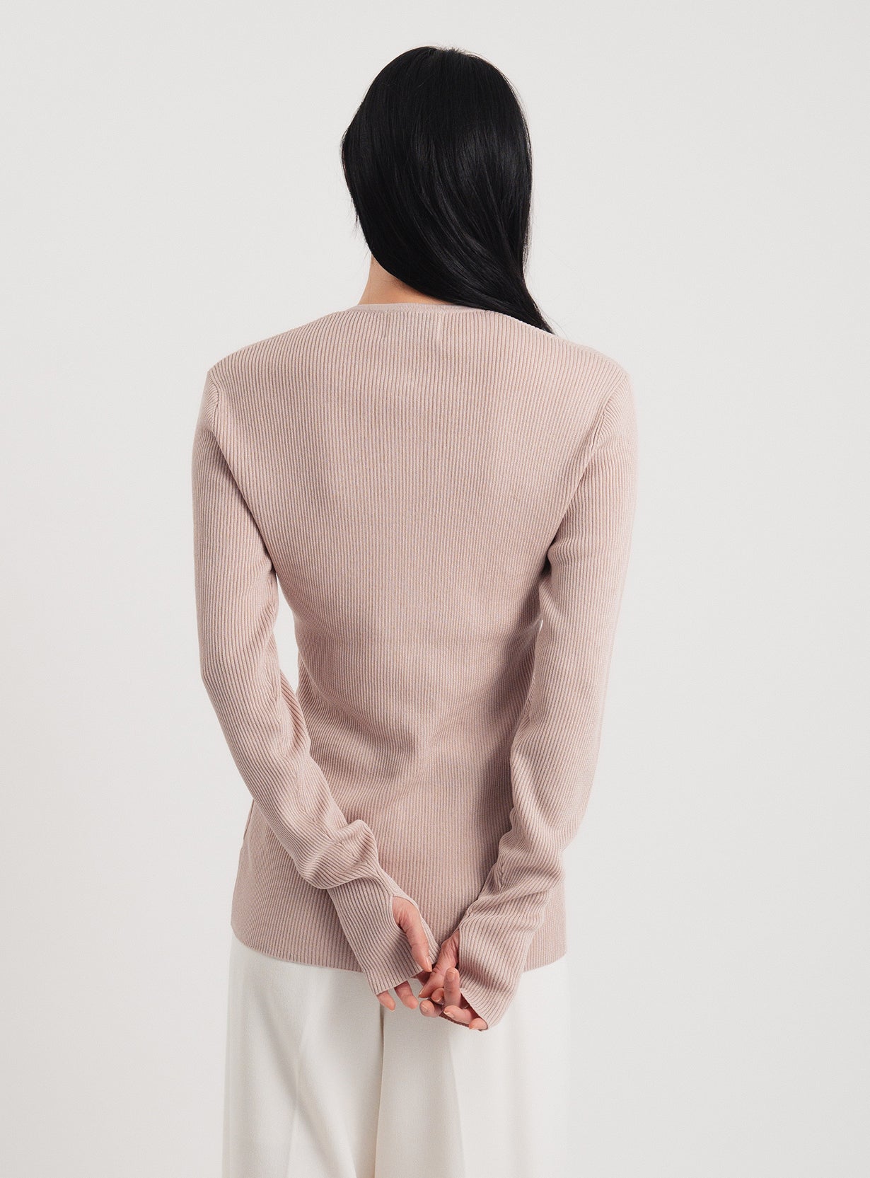 ジップアップリブニット