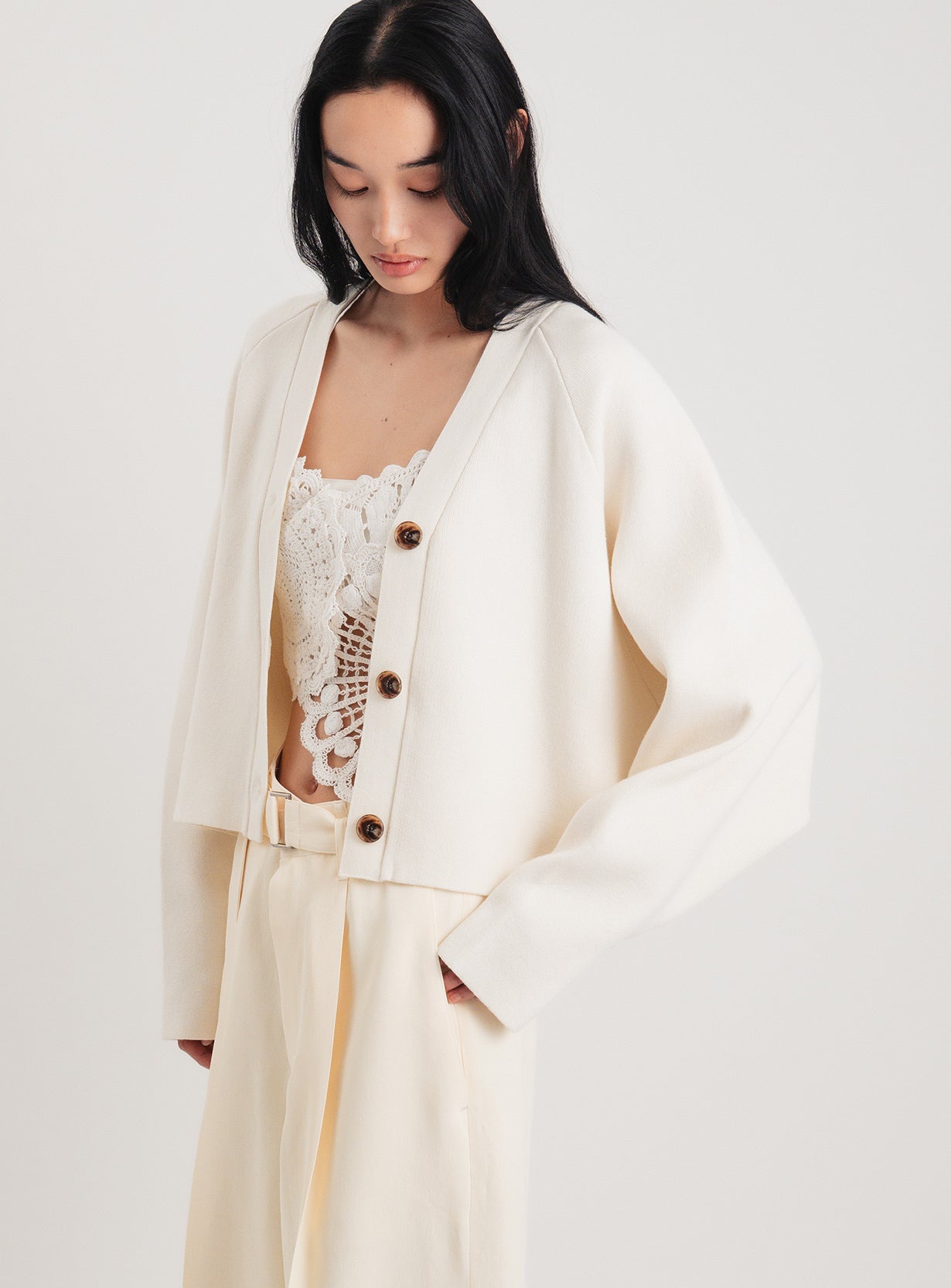 ダブルフェイスニットカーディガン