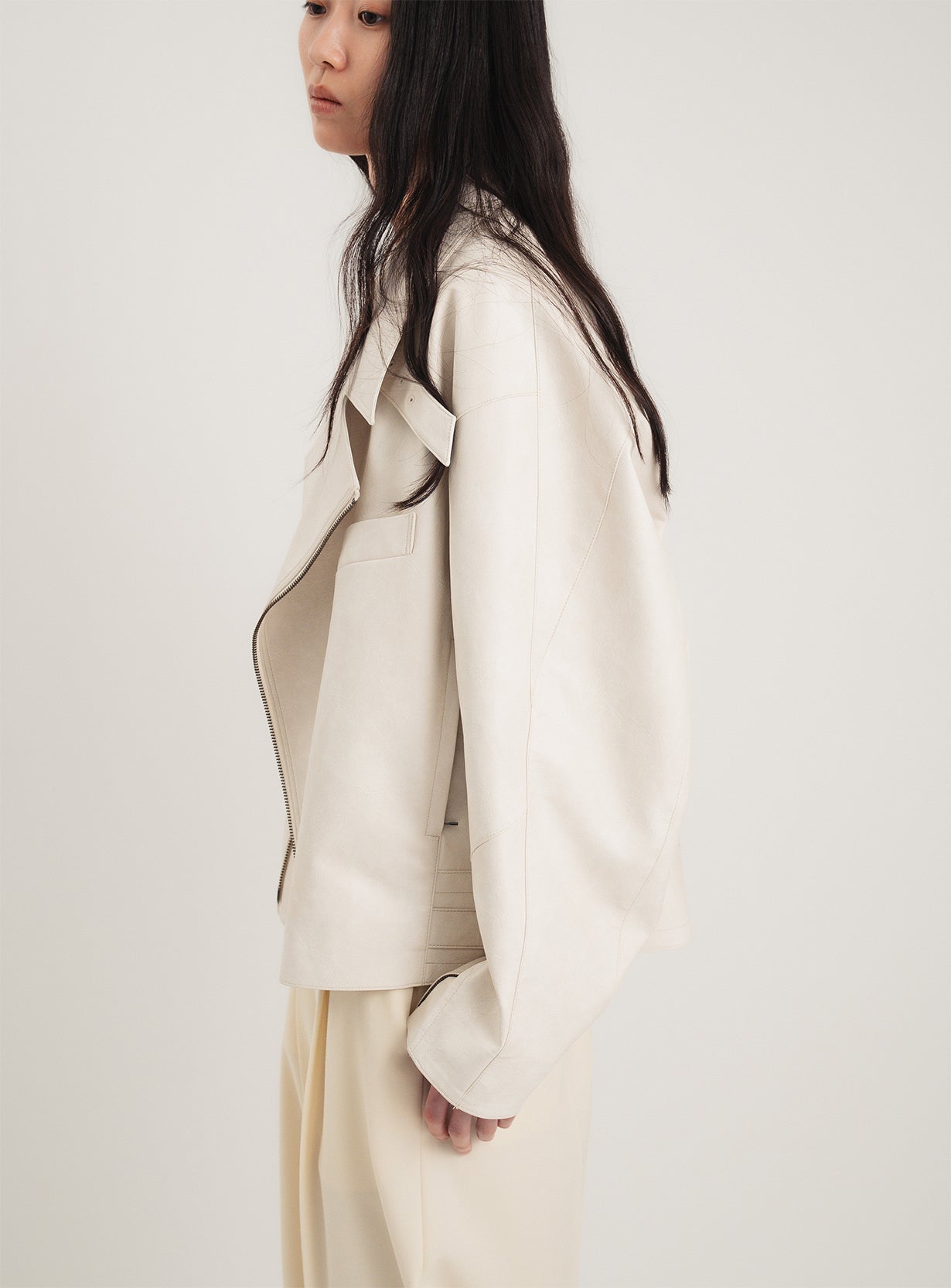 ｒフェイクレザーライダースブルゾン