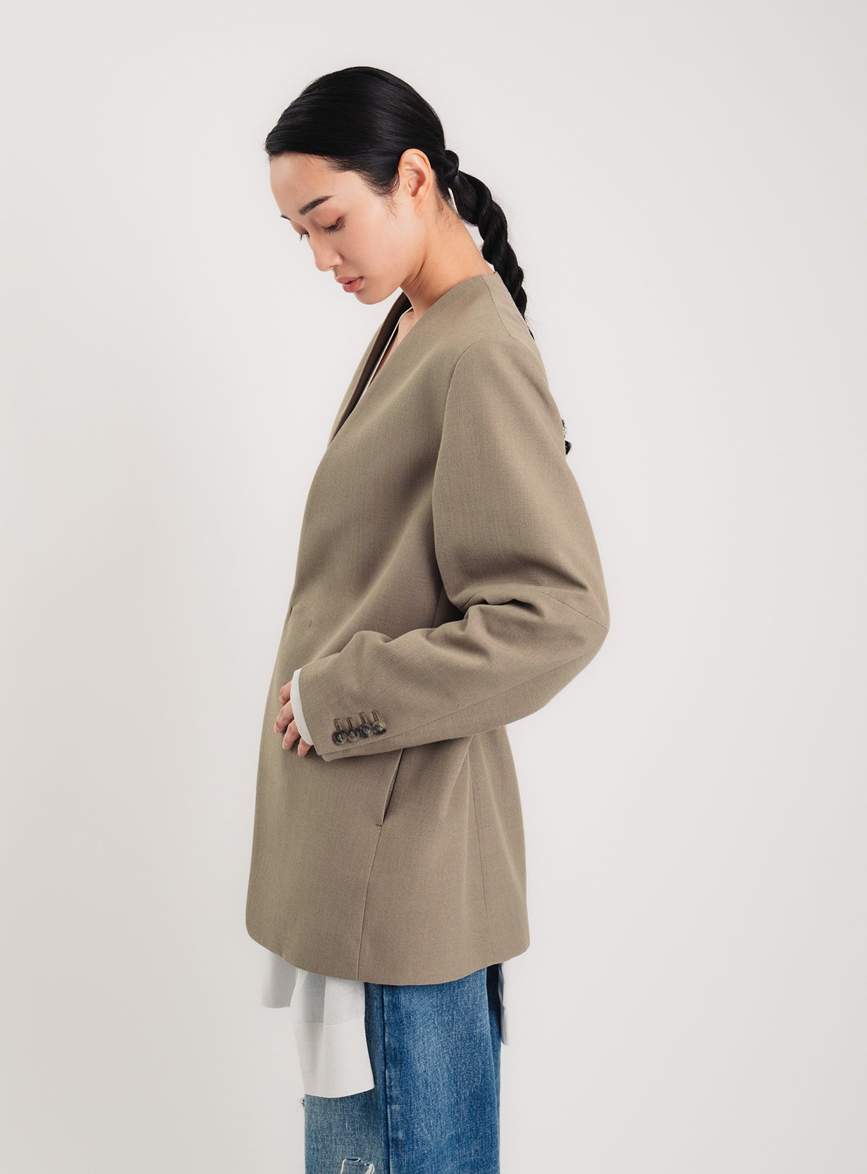 ｒカラーレスワイドショルダージャケット