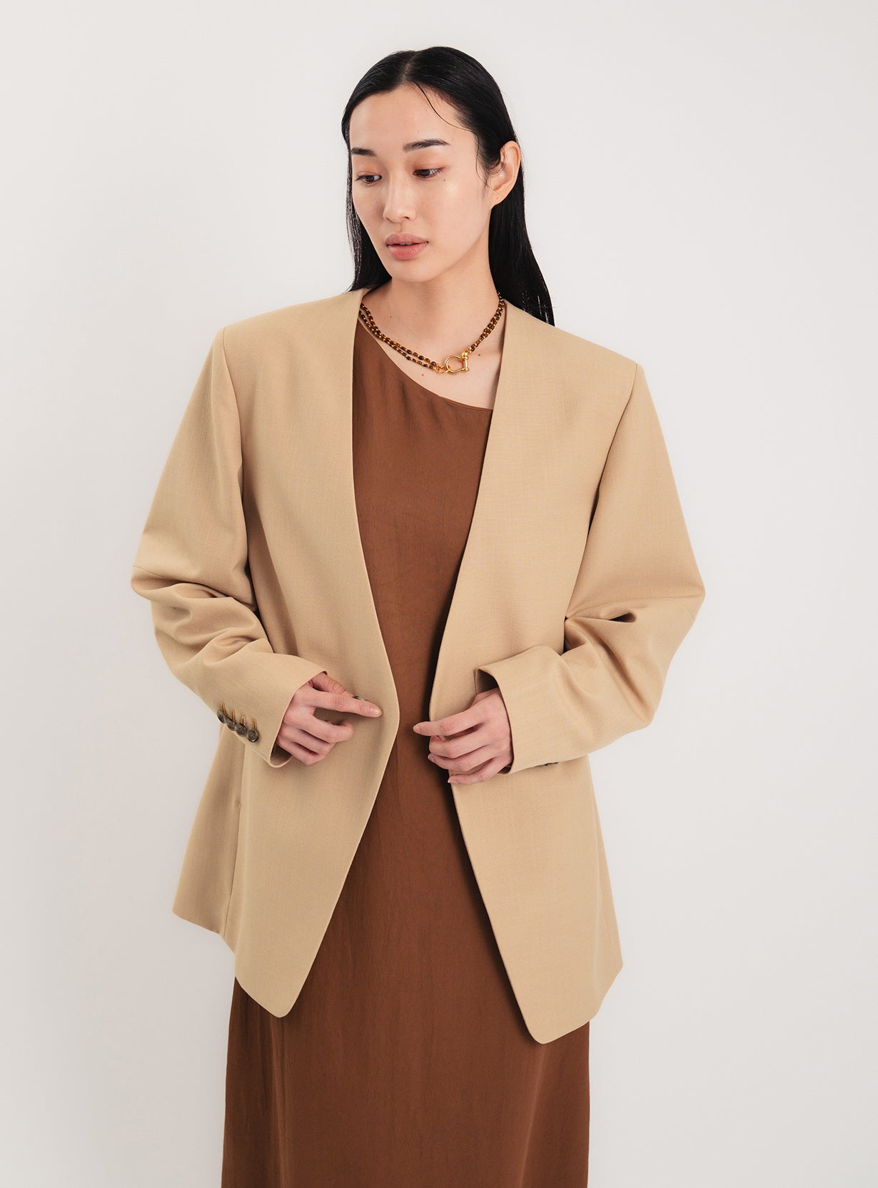 ｒカラーレスワイドショルダージャケット