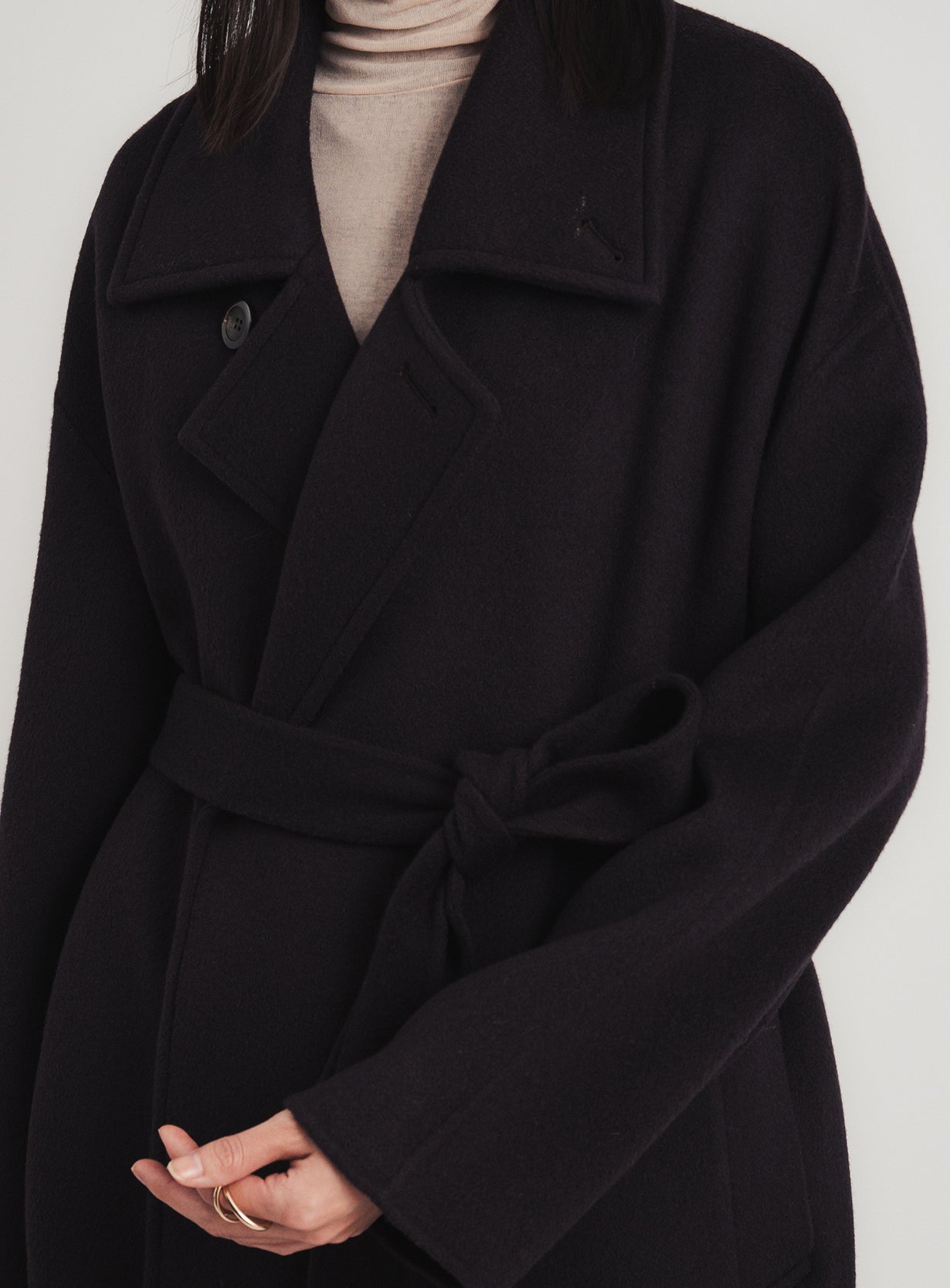 STUNNING LURE rスプリットラグランロングコート(ダークブラウン) rスプリットラグランロングコート