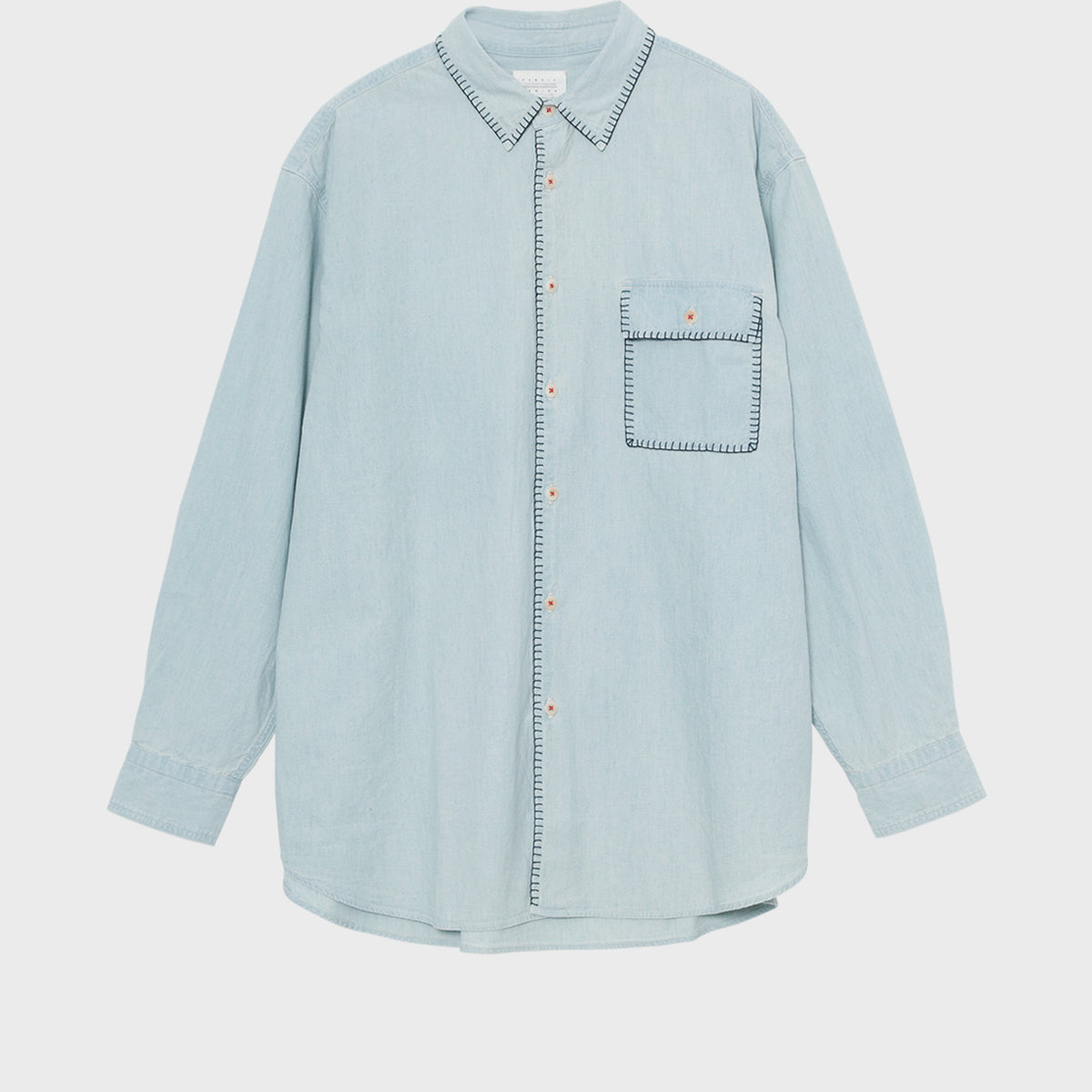 FRAMED BLANKET STITCH CHAMBRAY SHIRT