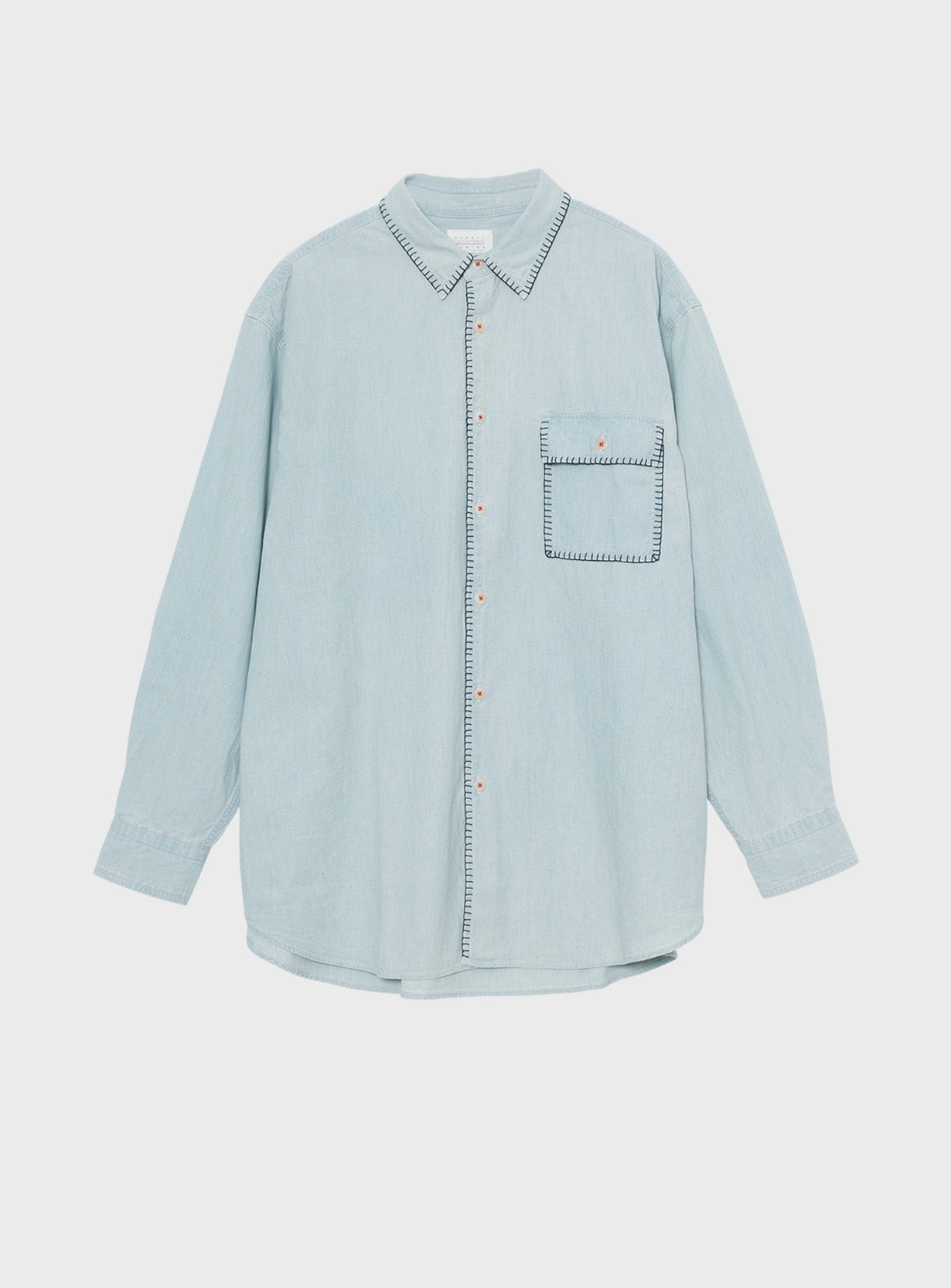 FRAMED BLANKET STITCH CHAMBRAY SHIRT