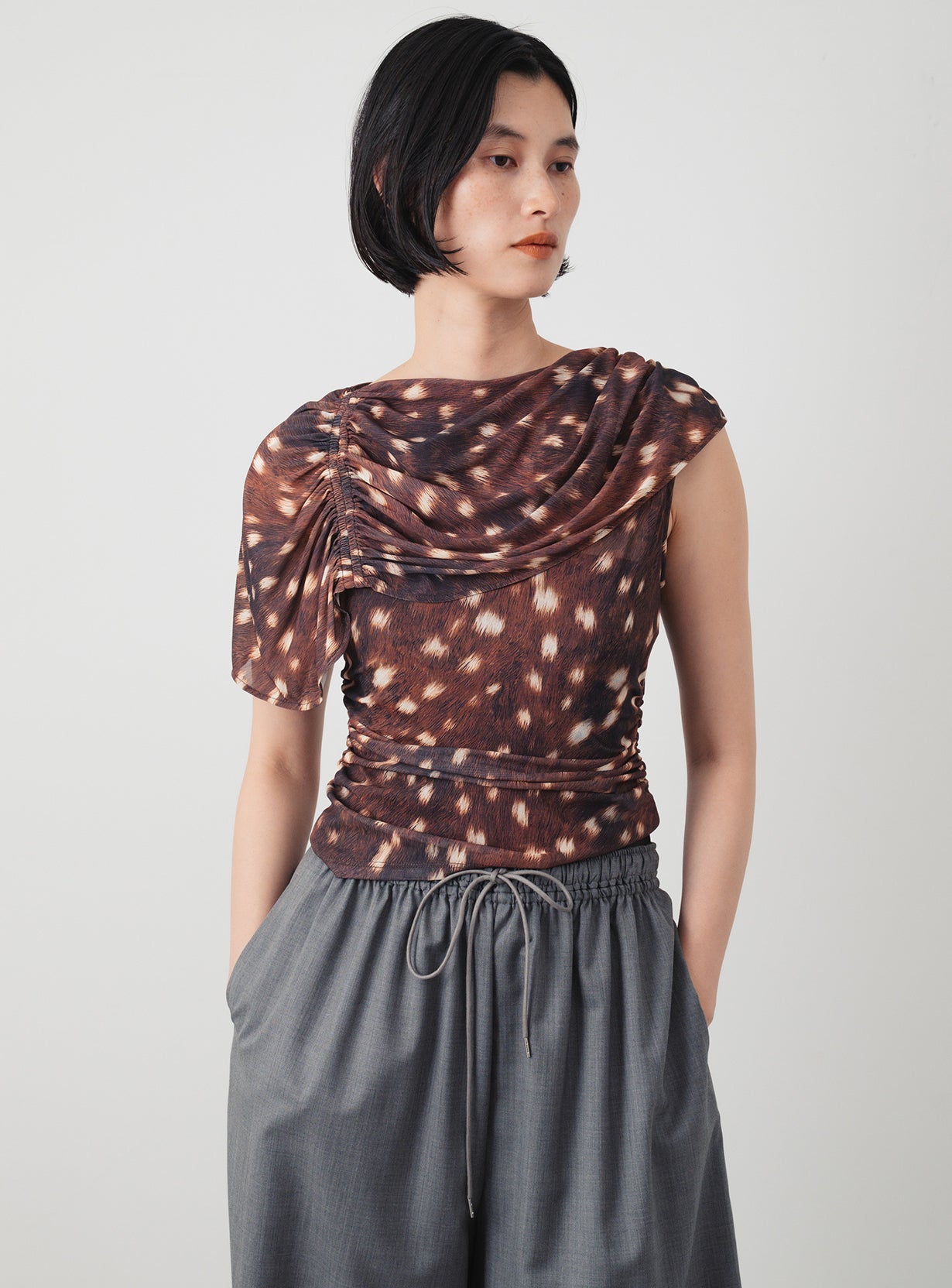 Draped Printed Top