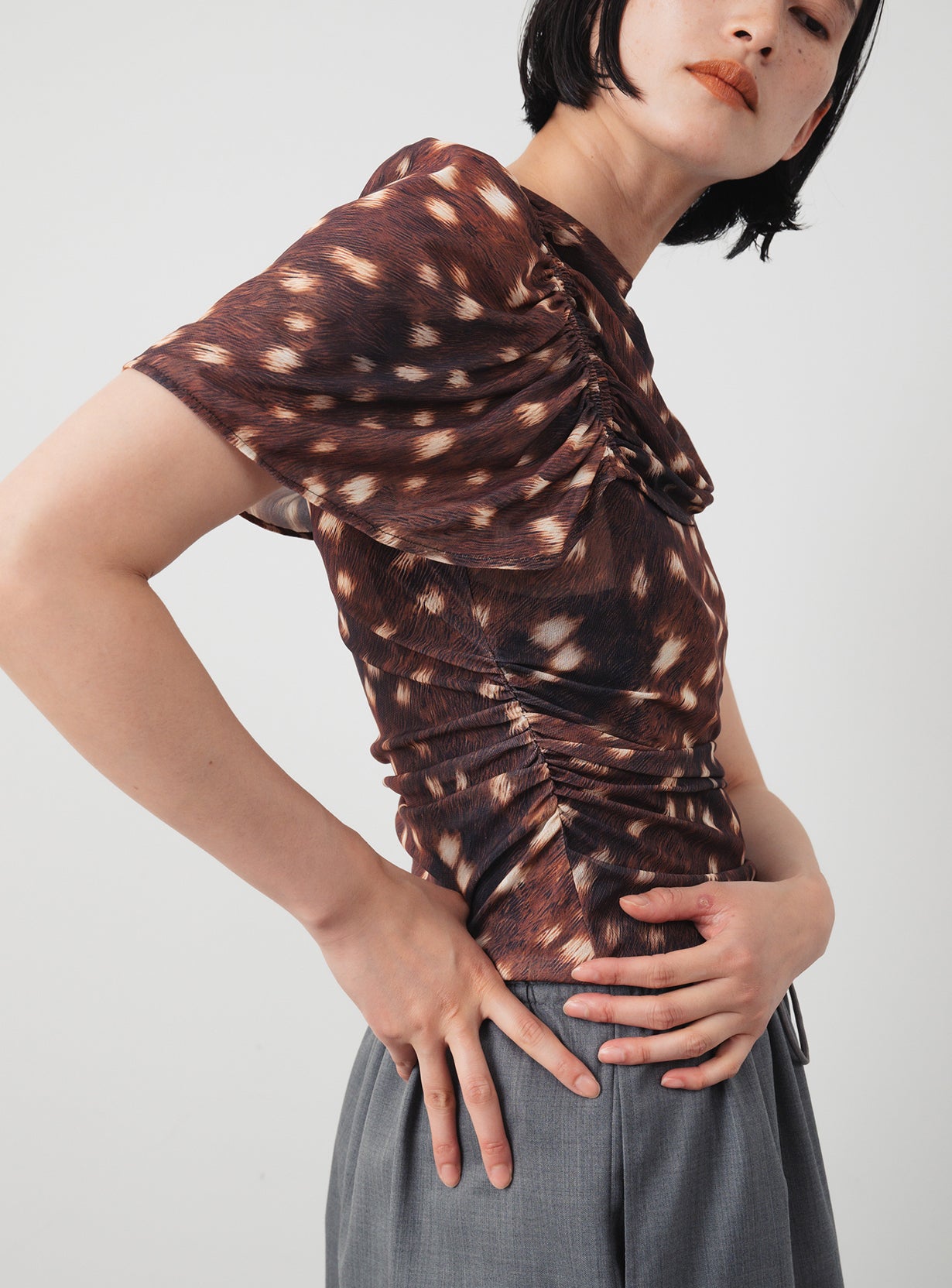 Draped Printed Top