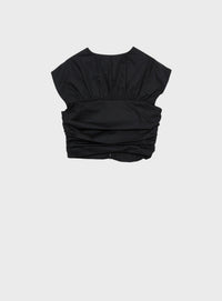 Poplin 2-Way Ruched Top