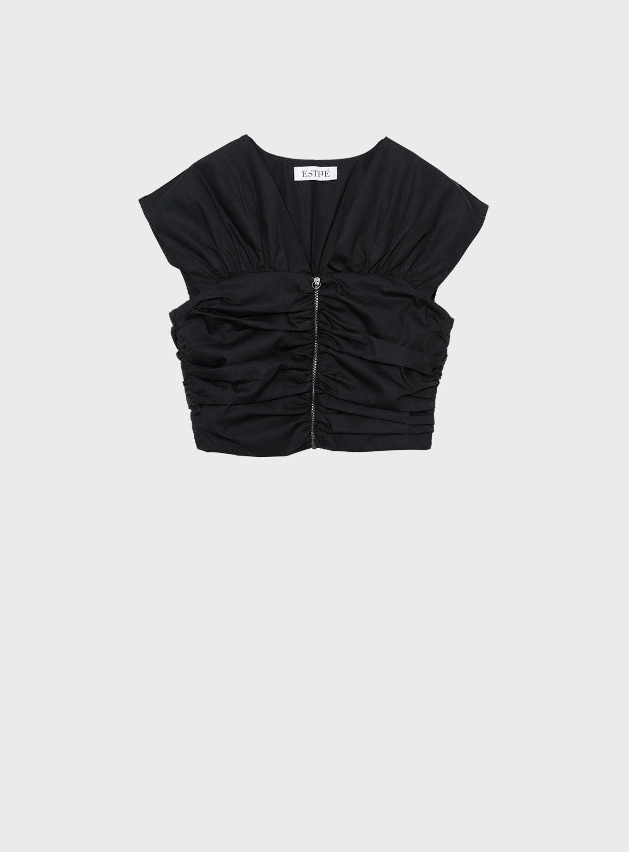 Poplin 2-Way Ruched Top