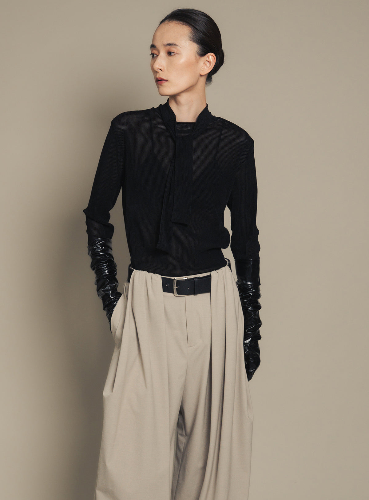 Claudia tie coller jersey pullover