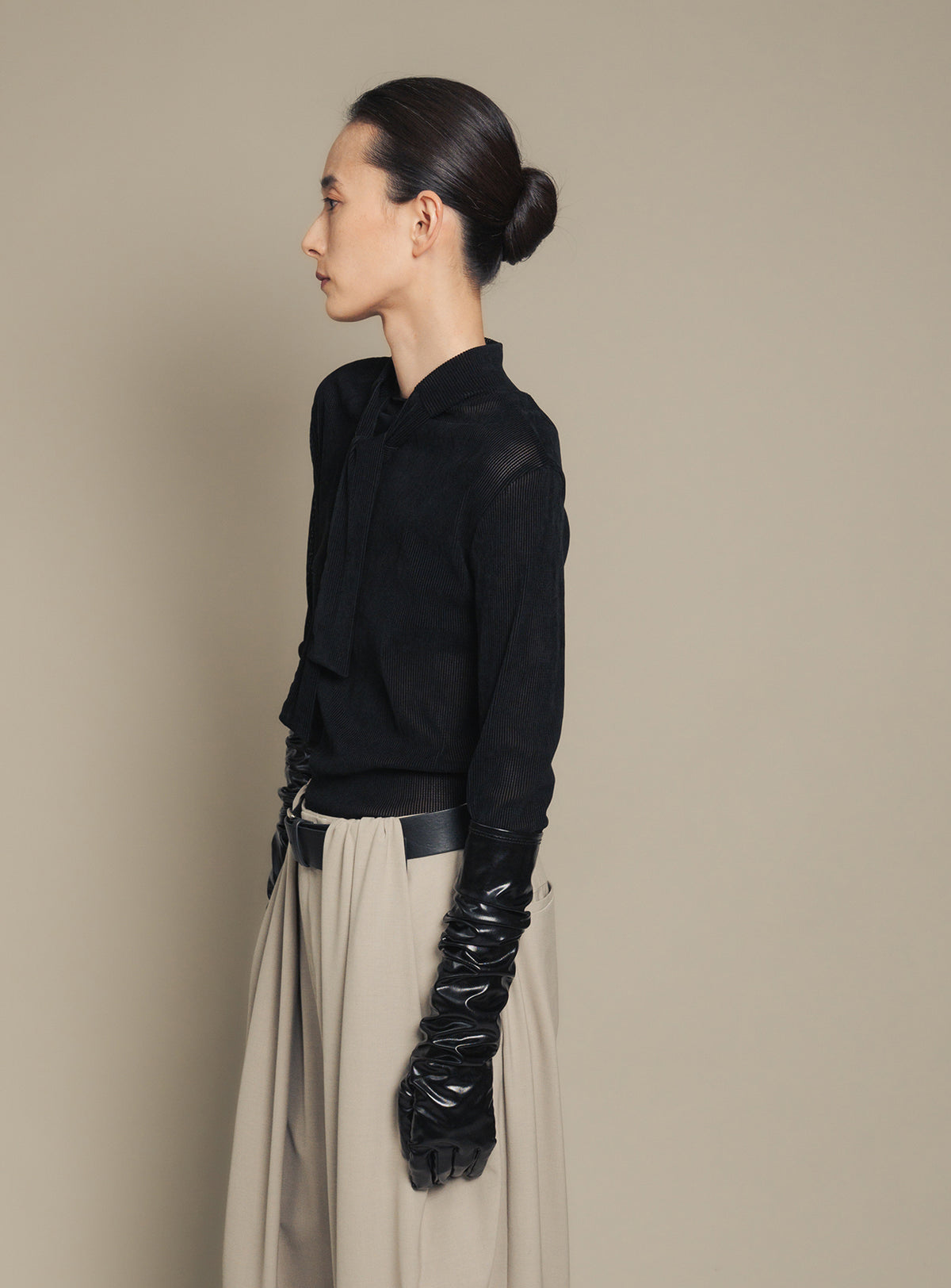 Claudia tie coller jersey pullover