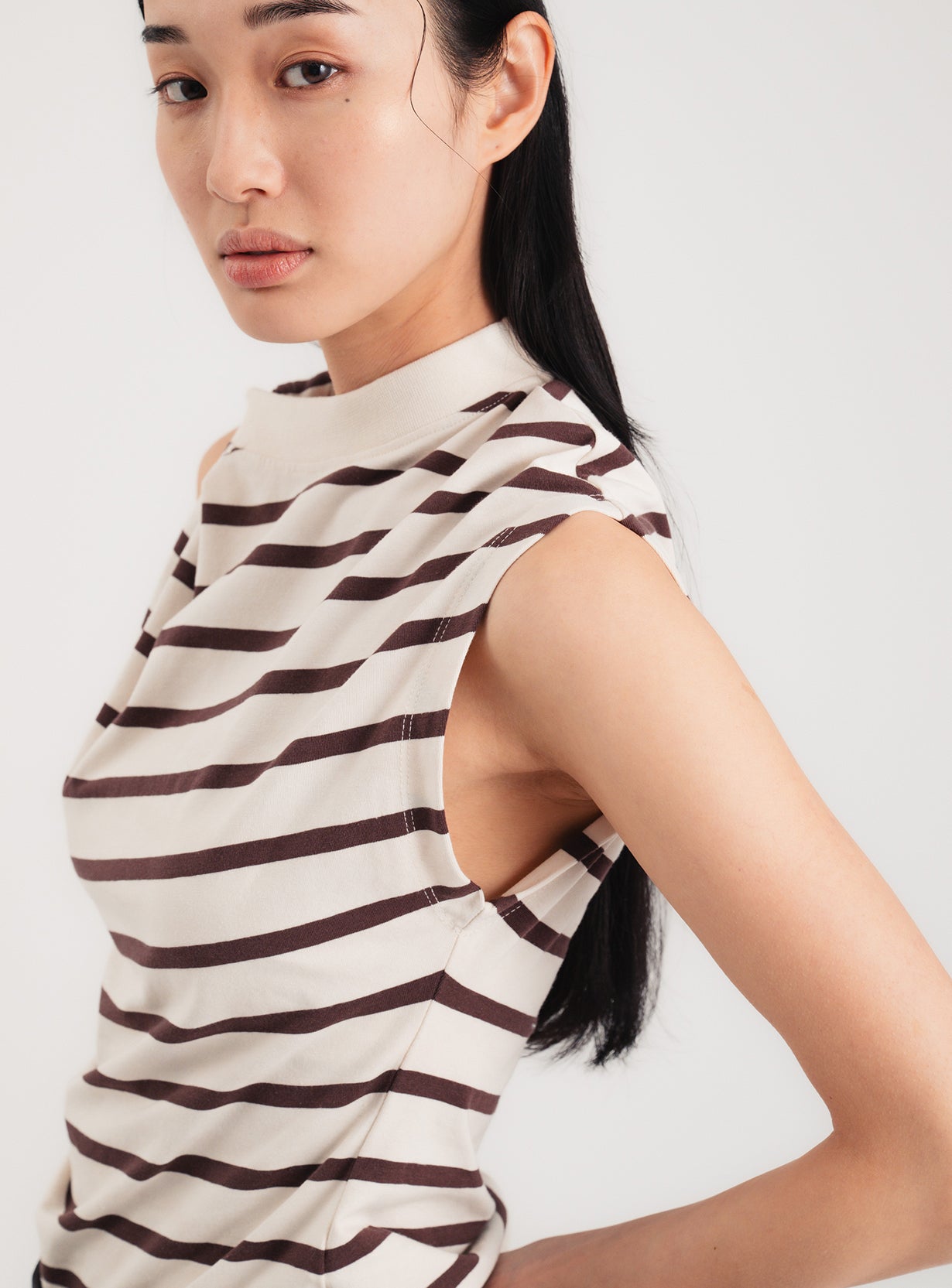 Stripe Twist Asymmetric T-Shirt