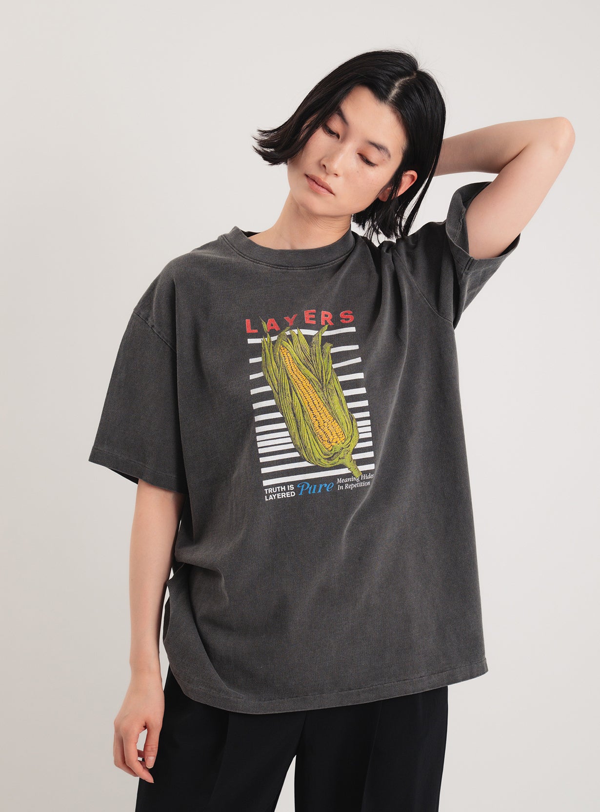 17/-ROUND SHAPE DYED TEE 