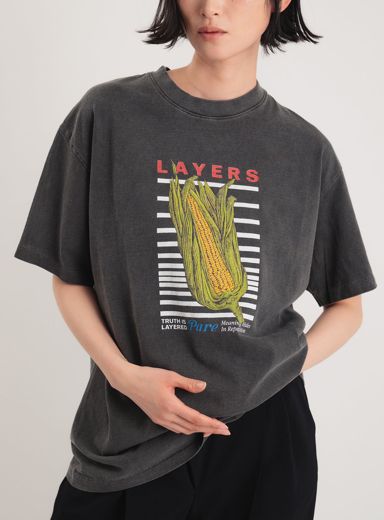 17/-ROUND SHAPE DYED TEE 