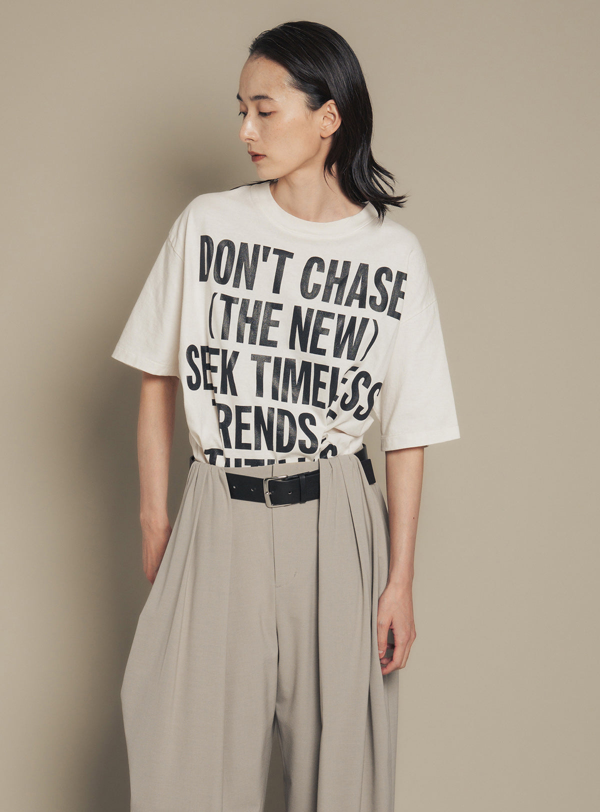 17/-ROUND SHAPE DYED TEE "Don't Chase"