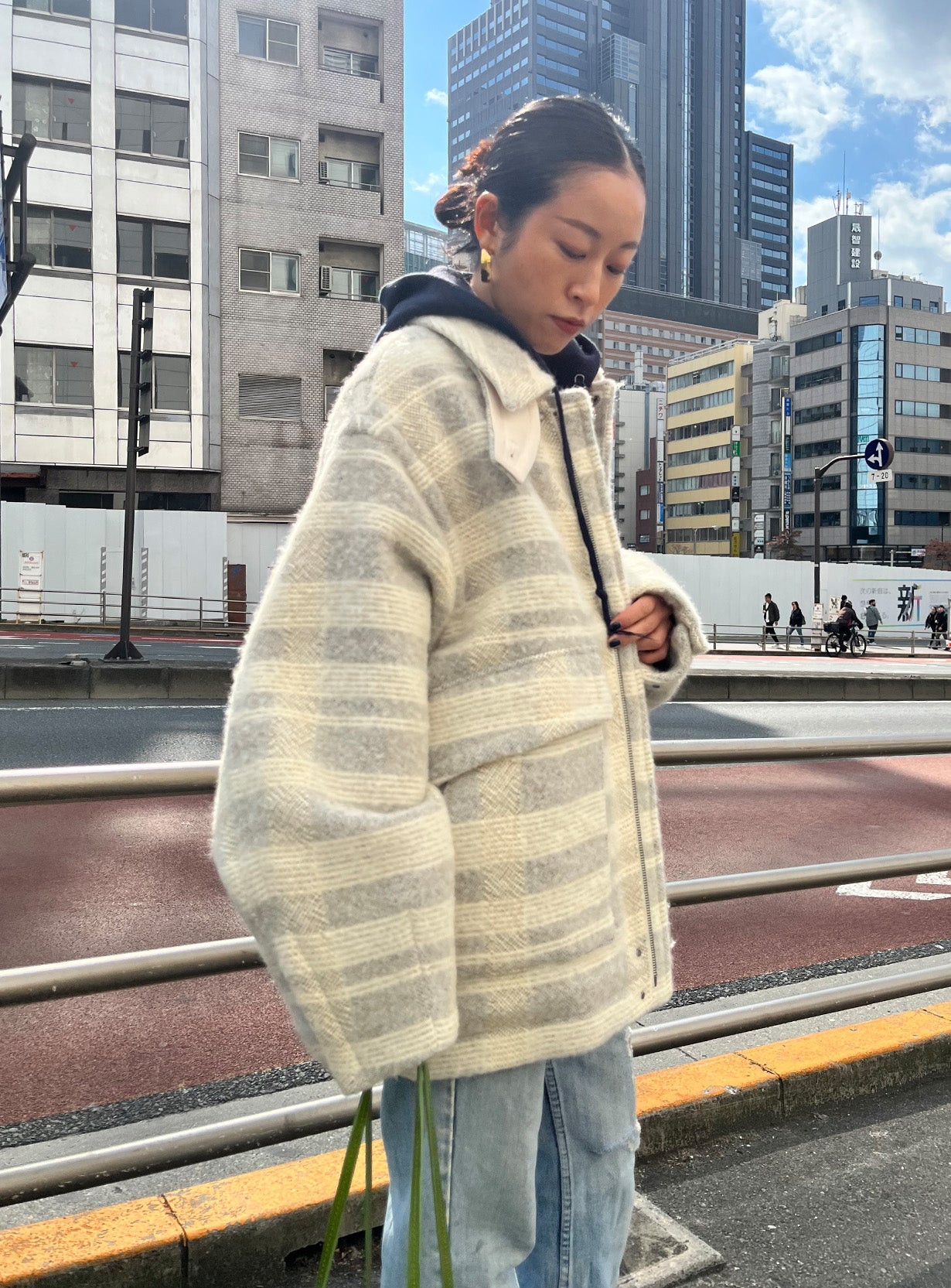 ｒツイードチェックブルゾン