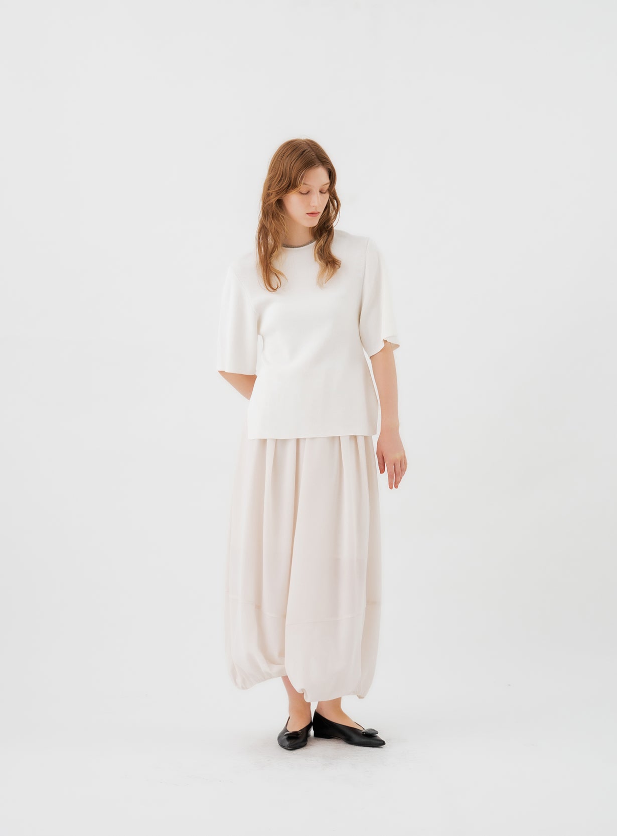 rハーフスリーブニットTシャツ