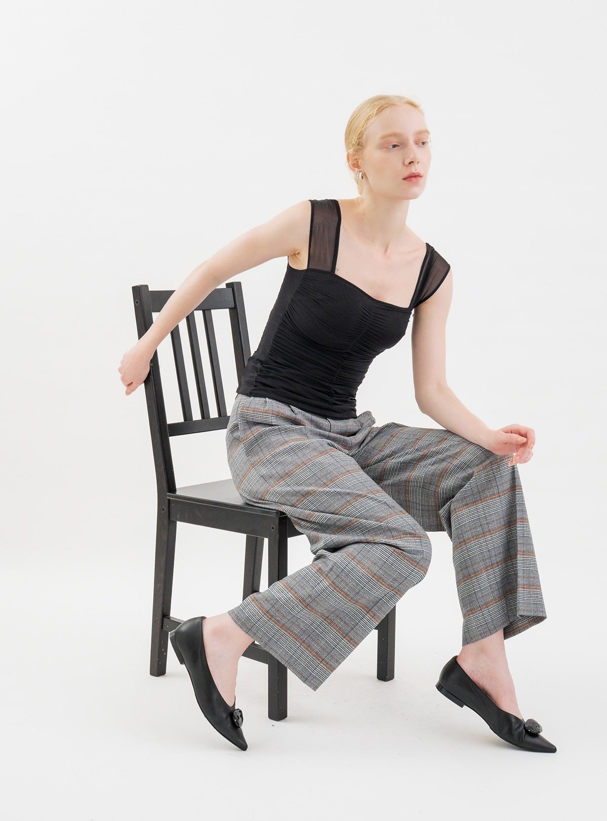 ｒセンターラインストレートチェックパンツ