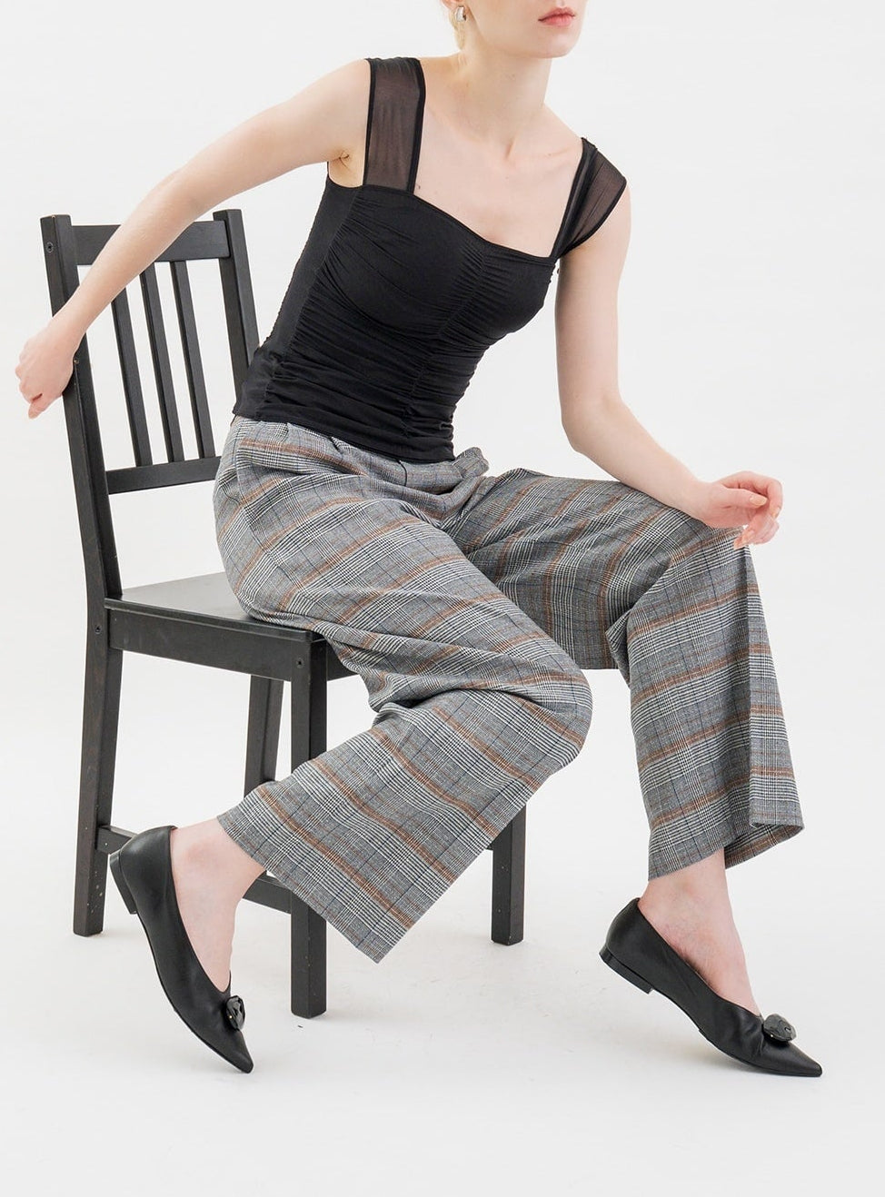 ｒセンターラインストレートチェックパンツ