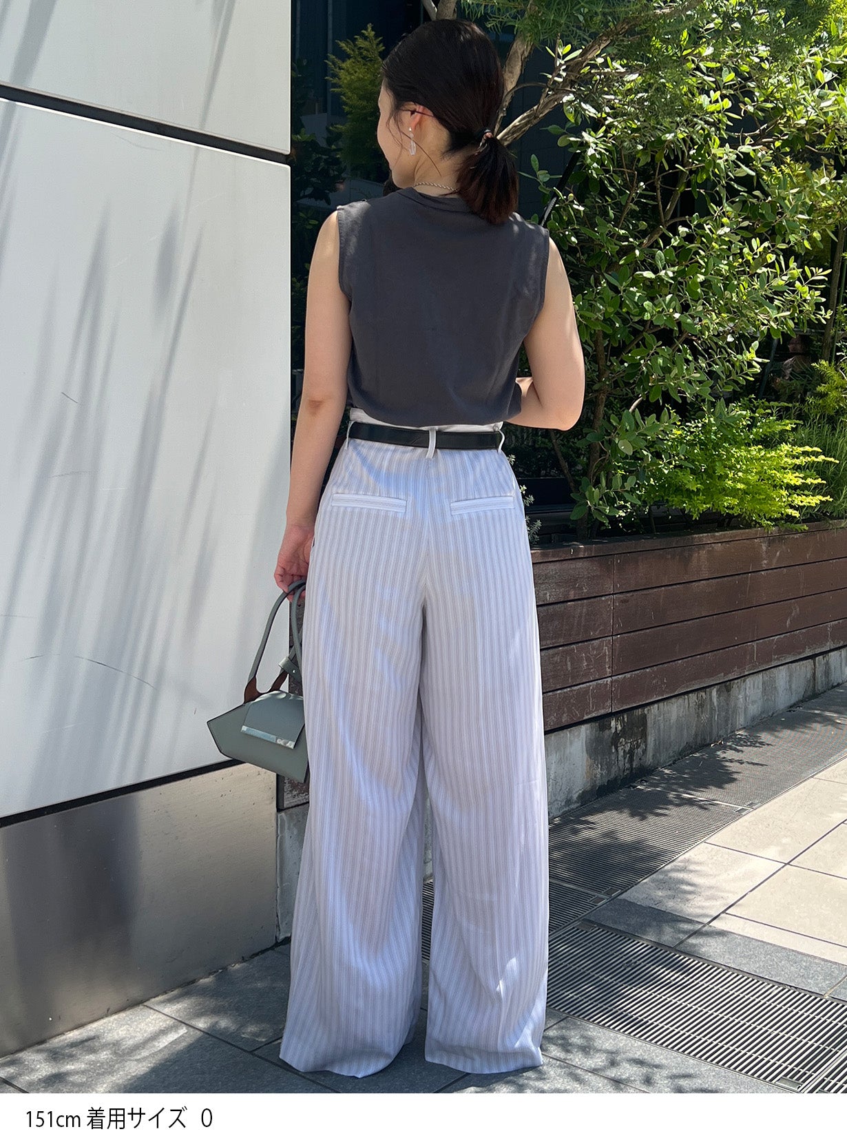 rストライプストレートパンツ