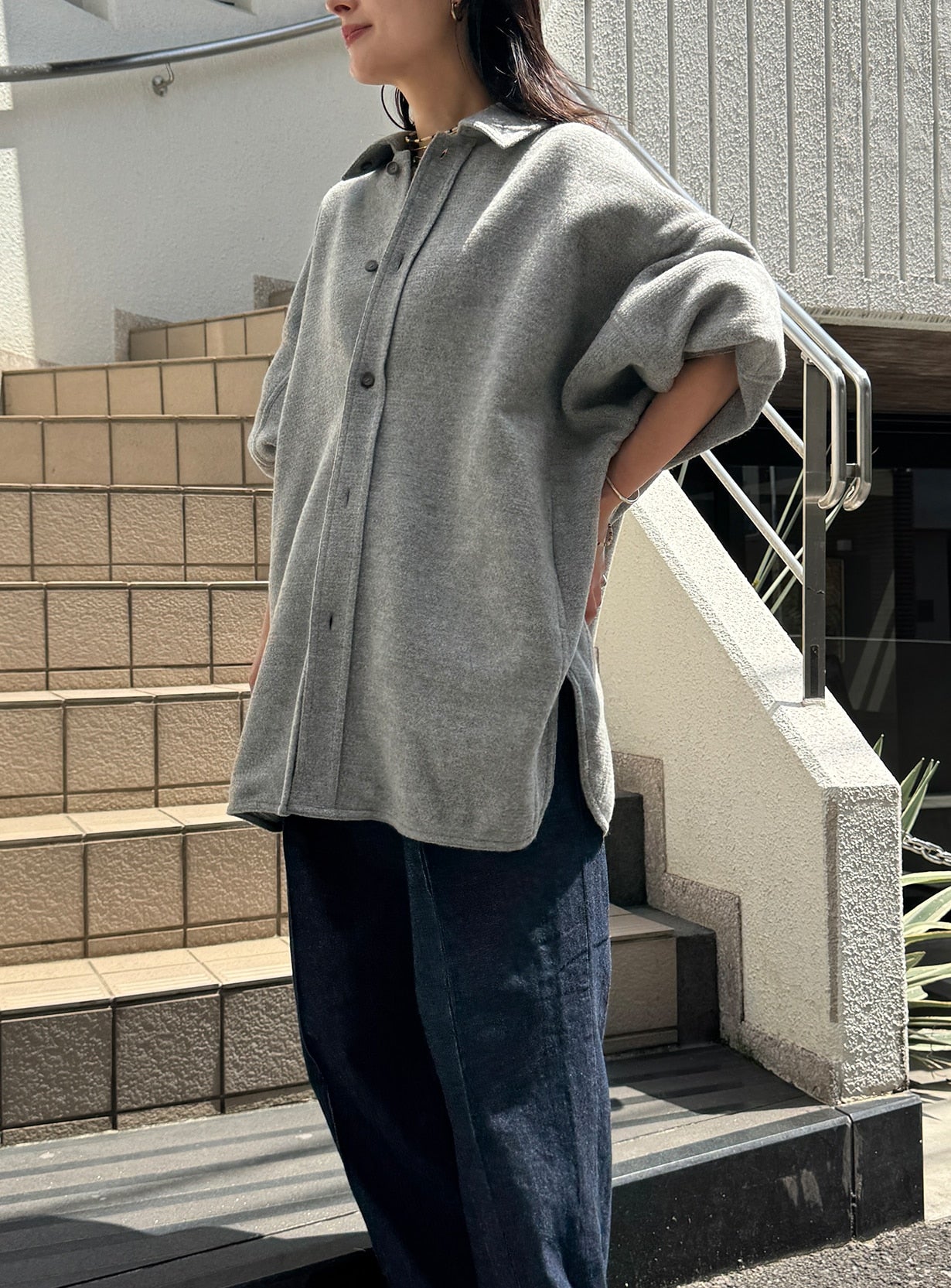 ブラッシュドウールミドルコート