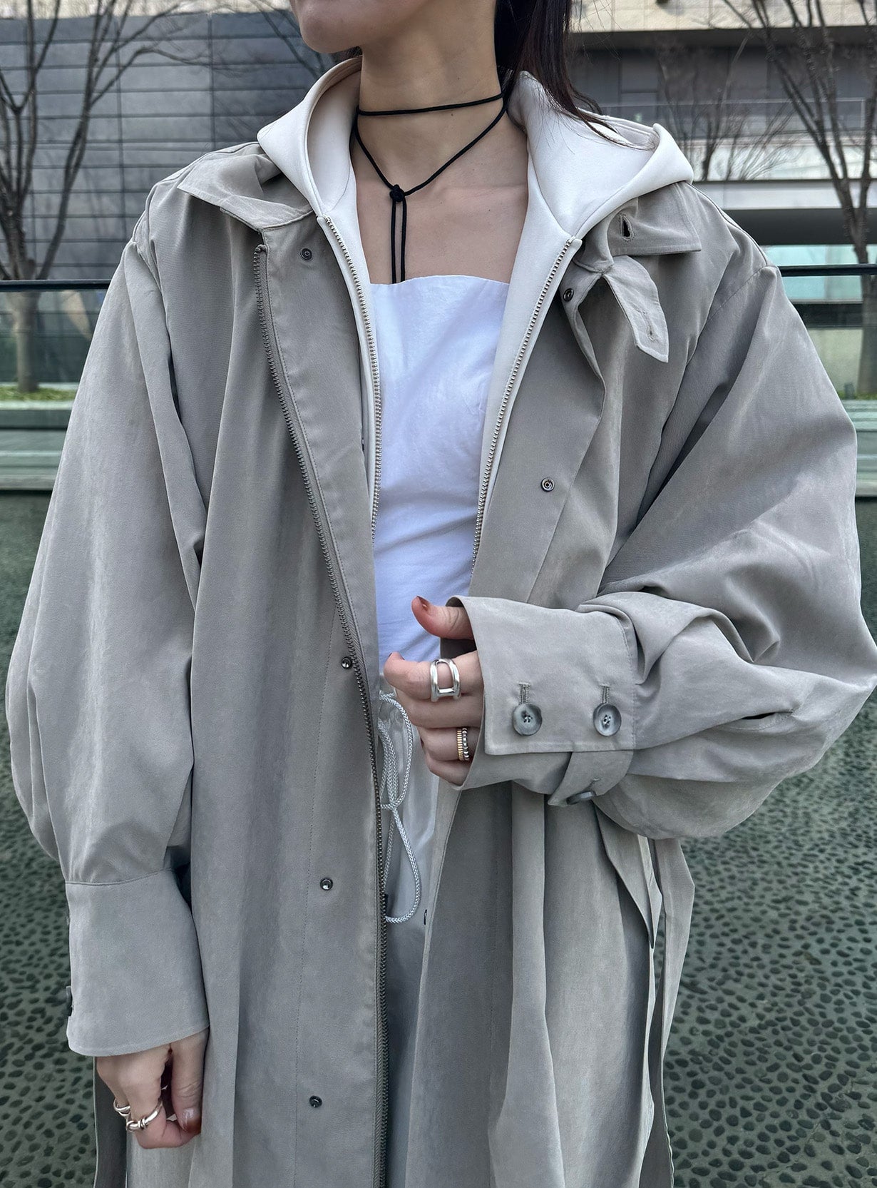 rピーチブラッシュドオーバーコート