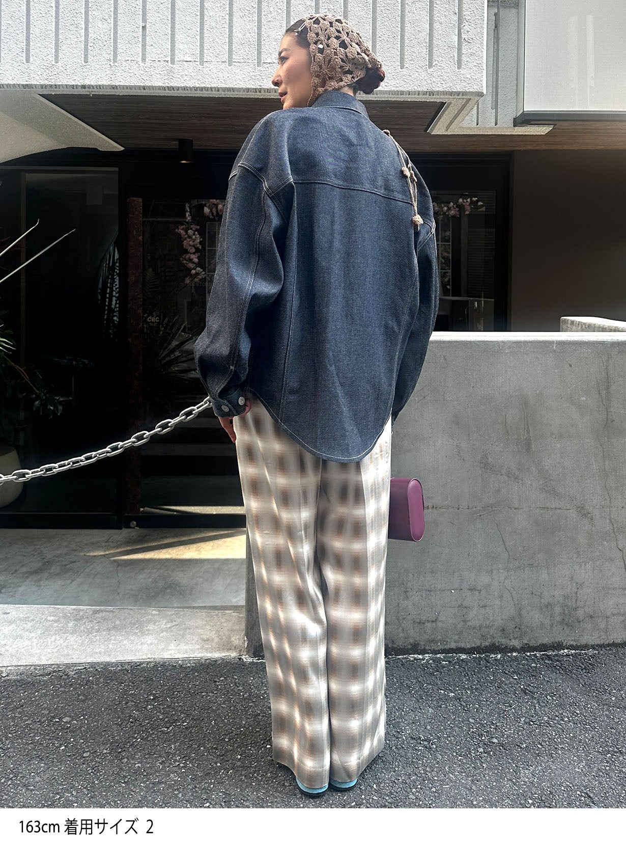 ｒベルテッドチェックワイドパンツ