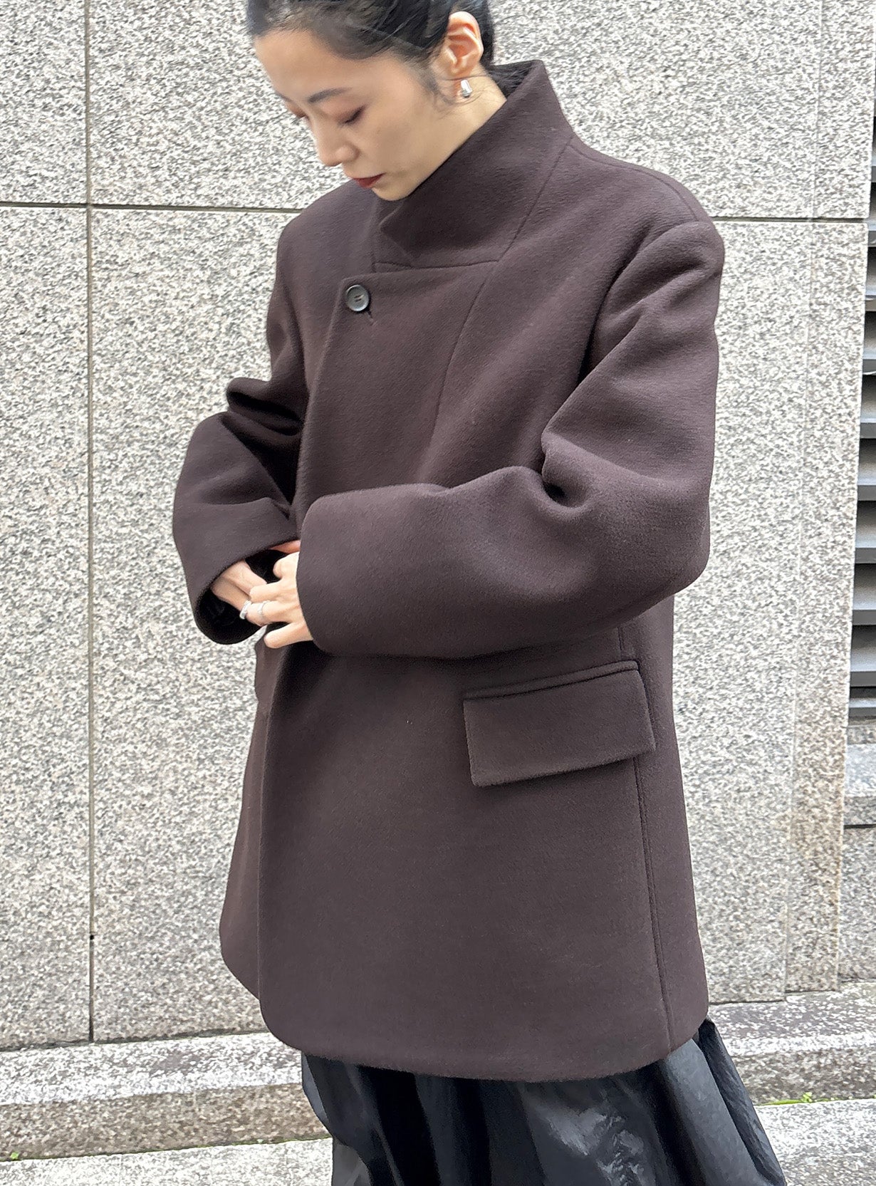 スタンドカラーメルトンコート