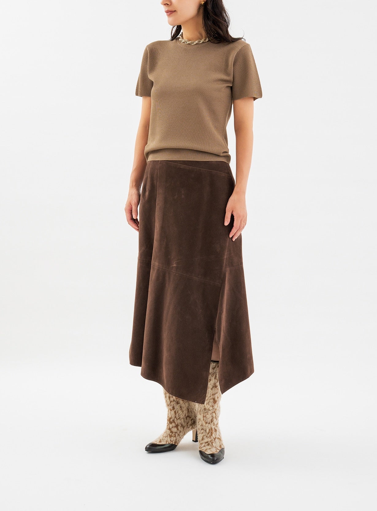 ｒスウェードイレギュラーヘムスカート