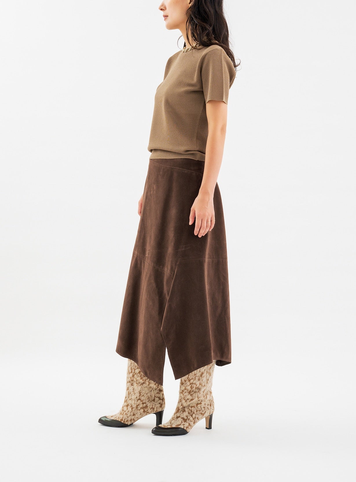 ｒスウェードイレギュラーヘムスカート