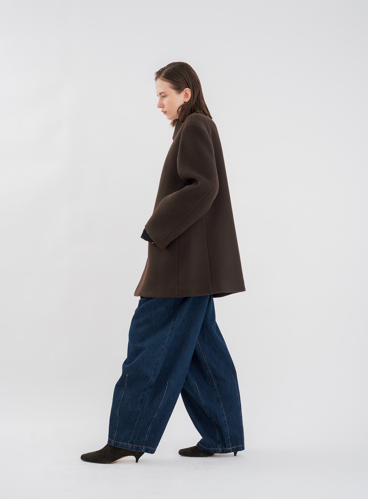 スタンドカラーメルトンコート