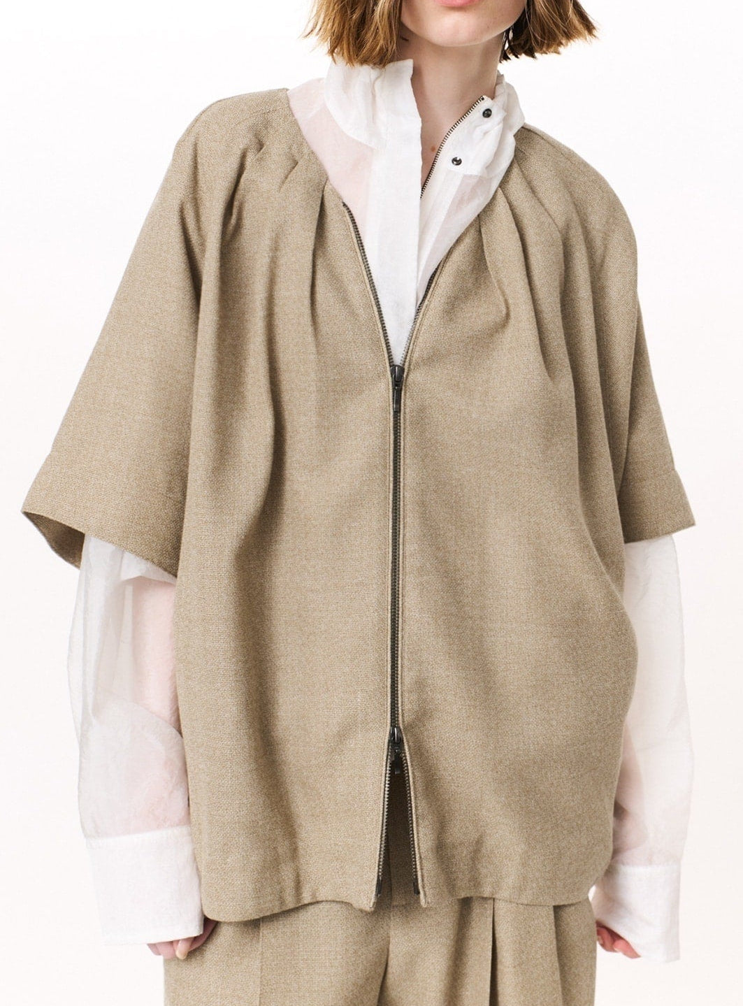 rメランジリネンブルゾン