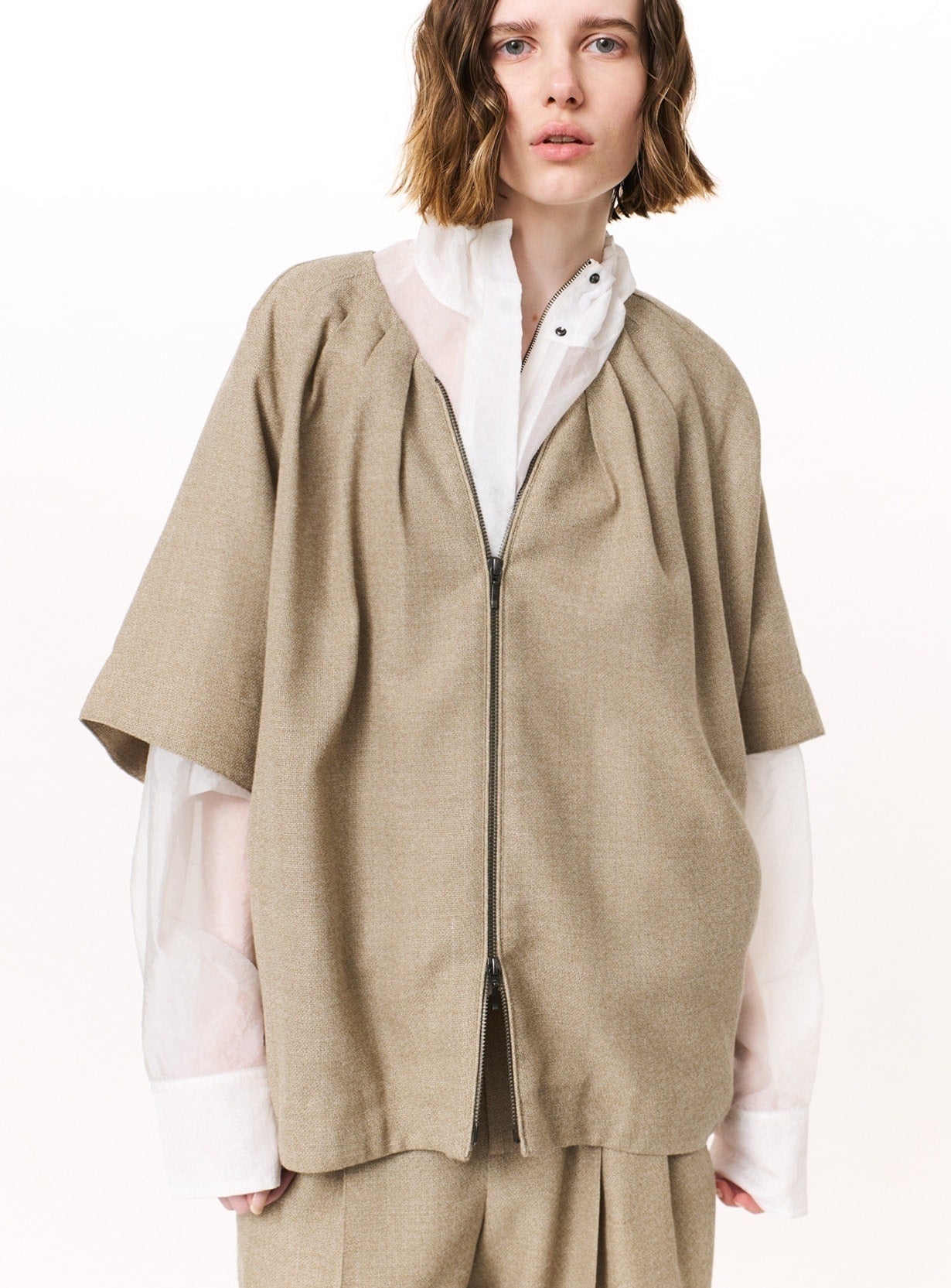 rメランジリネンブルゾン