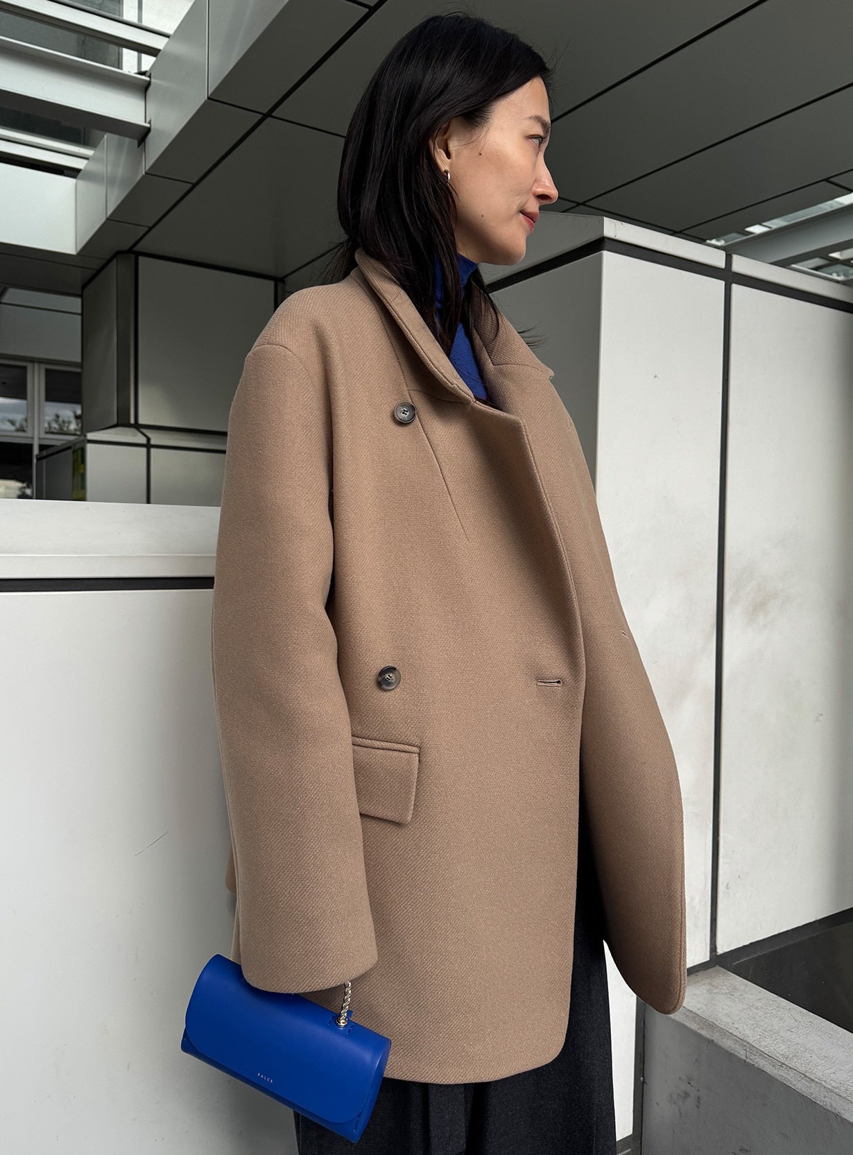 スタンドカラーメルトンコート