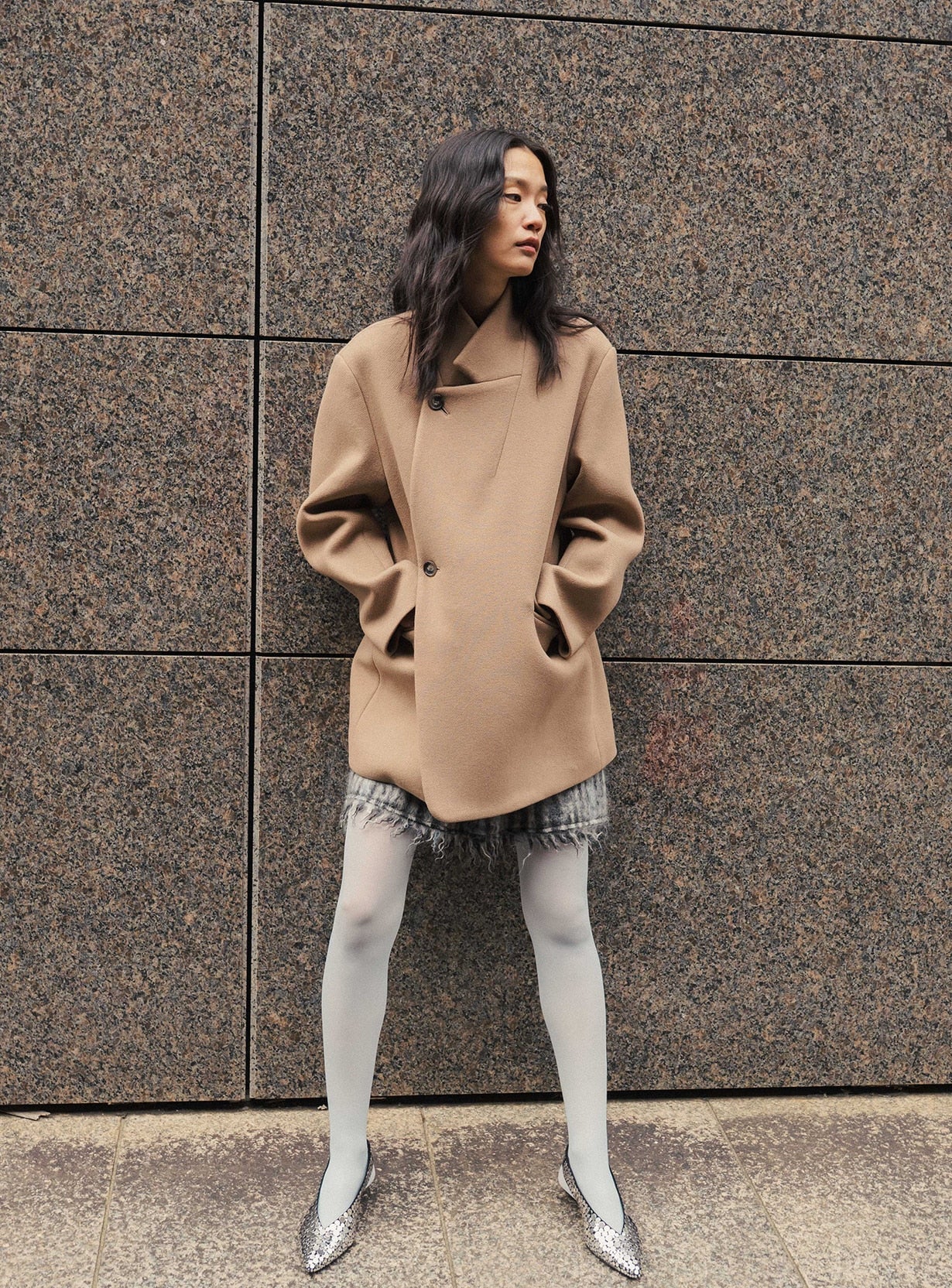 スタンドカラーメルトンコート