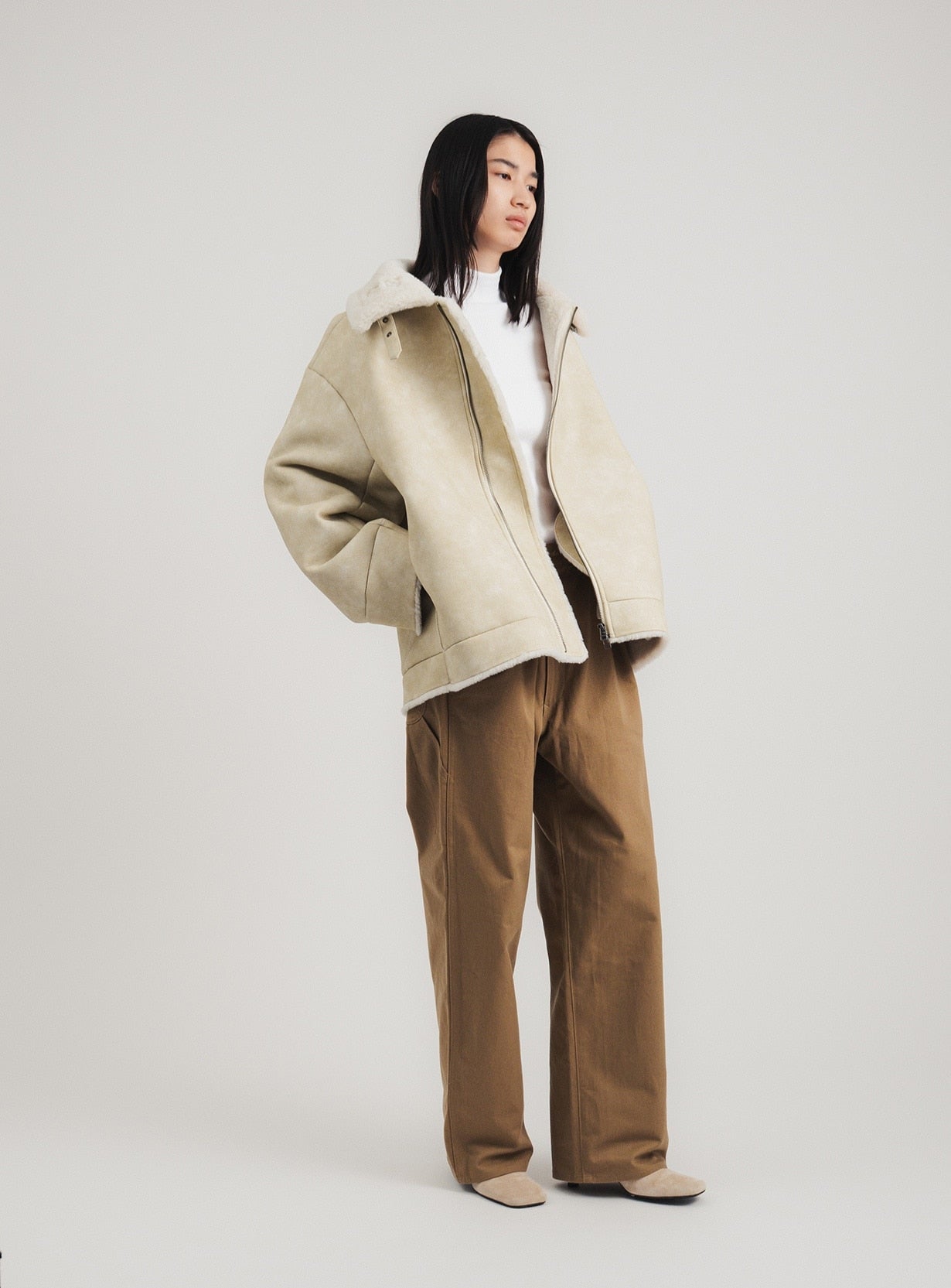 ステンカラーボアコート