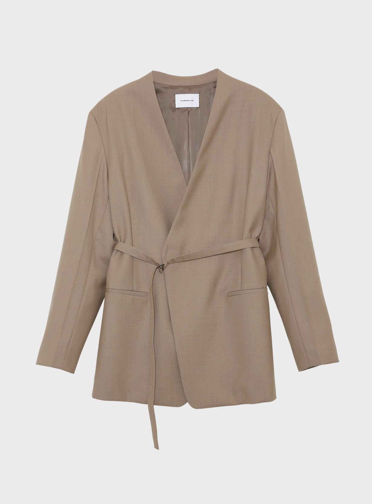 ｒベルテッドカラーレスジャケット