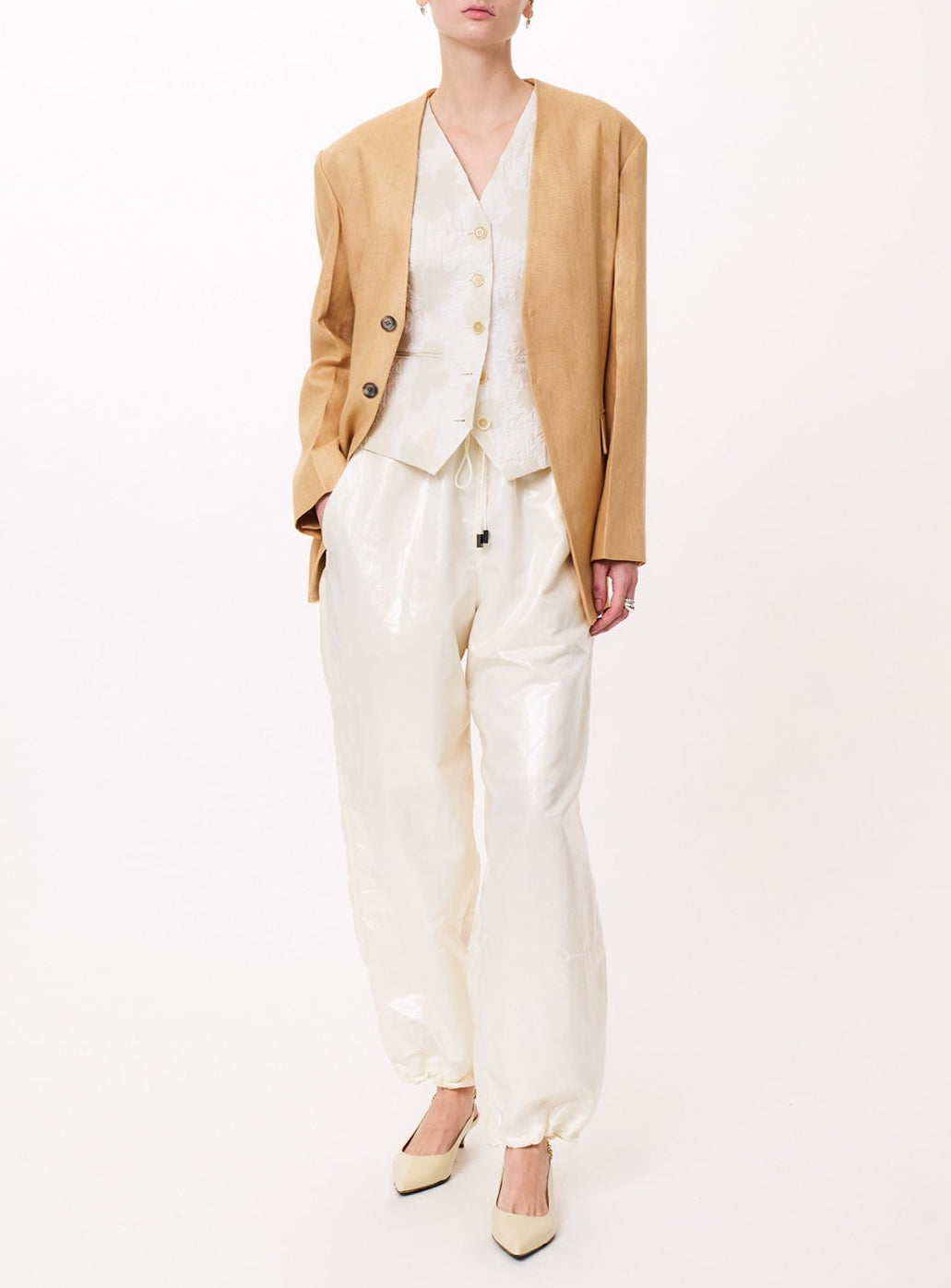 ｒリネンシングルカラーレスジャケット