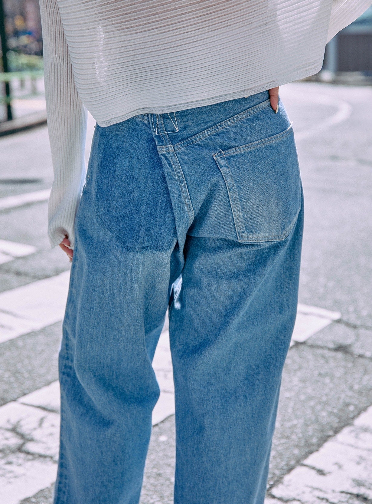 クロスワイドデニムパンツ