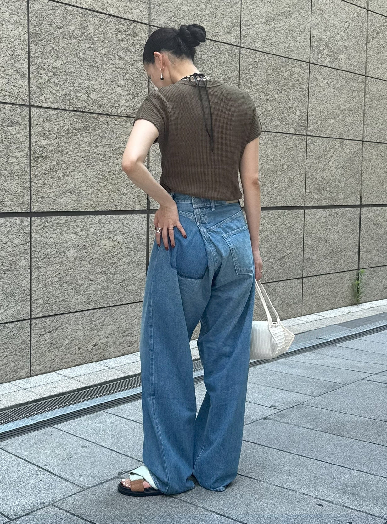 クロスワイドデニムパンツ