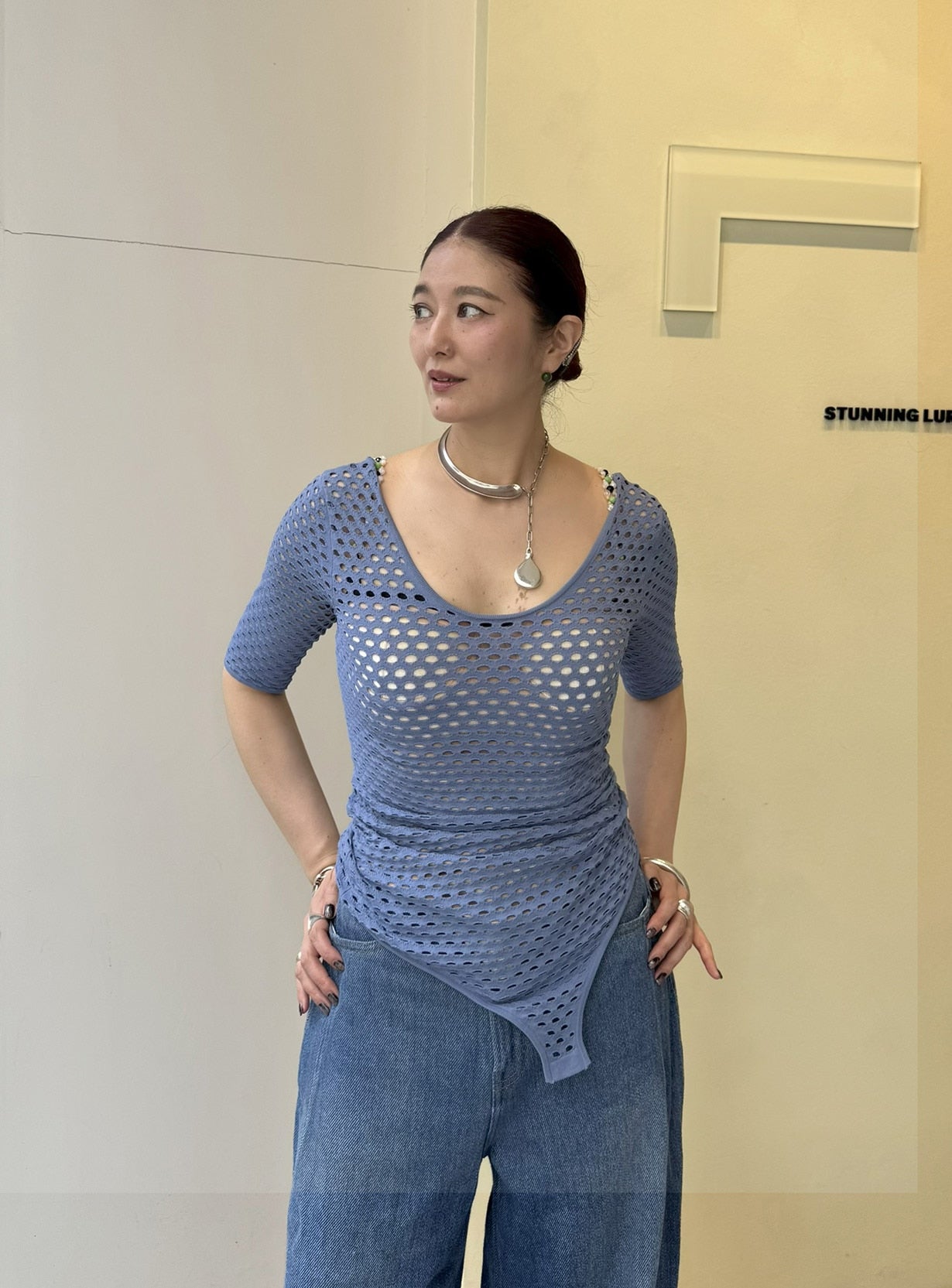 rメッシュニットボディースーツ