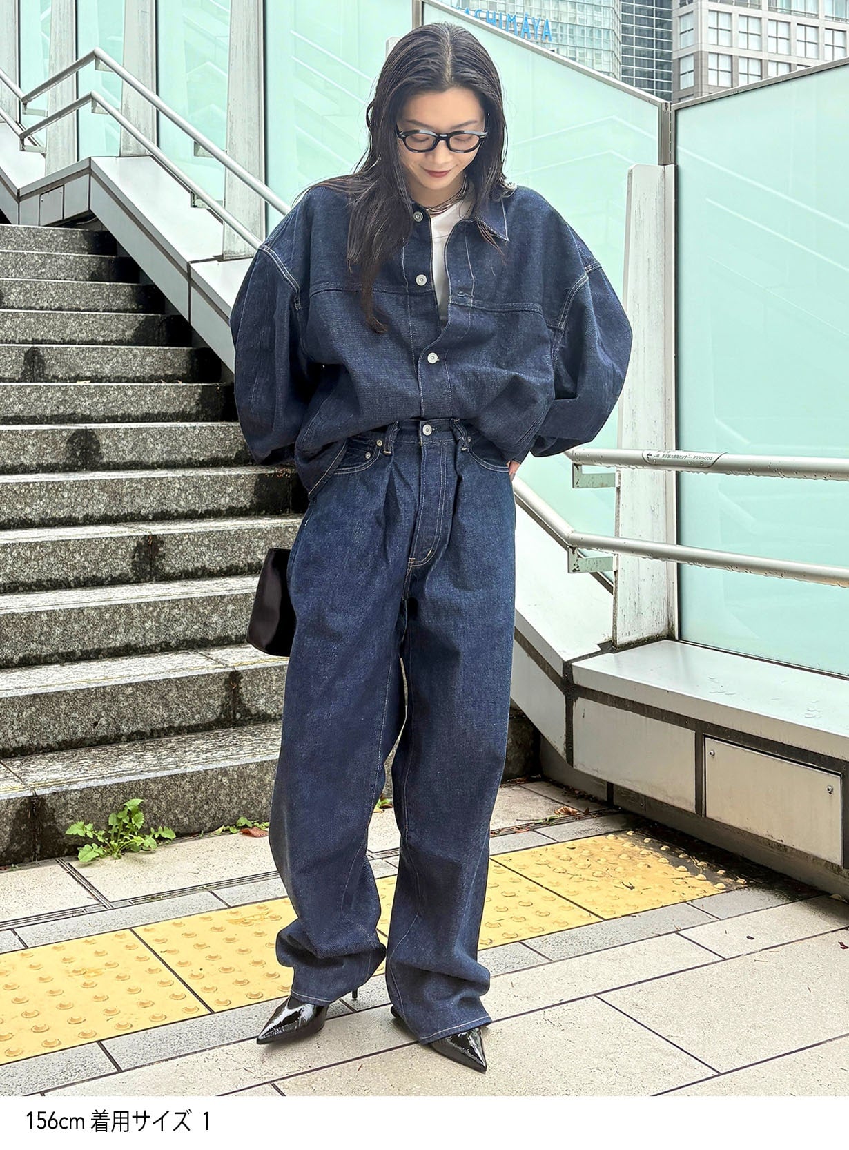 クロスワイドデニムパンツ