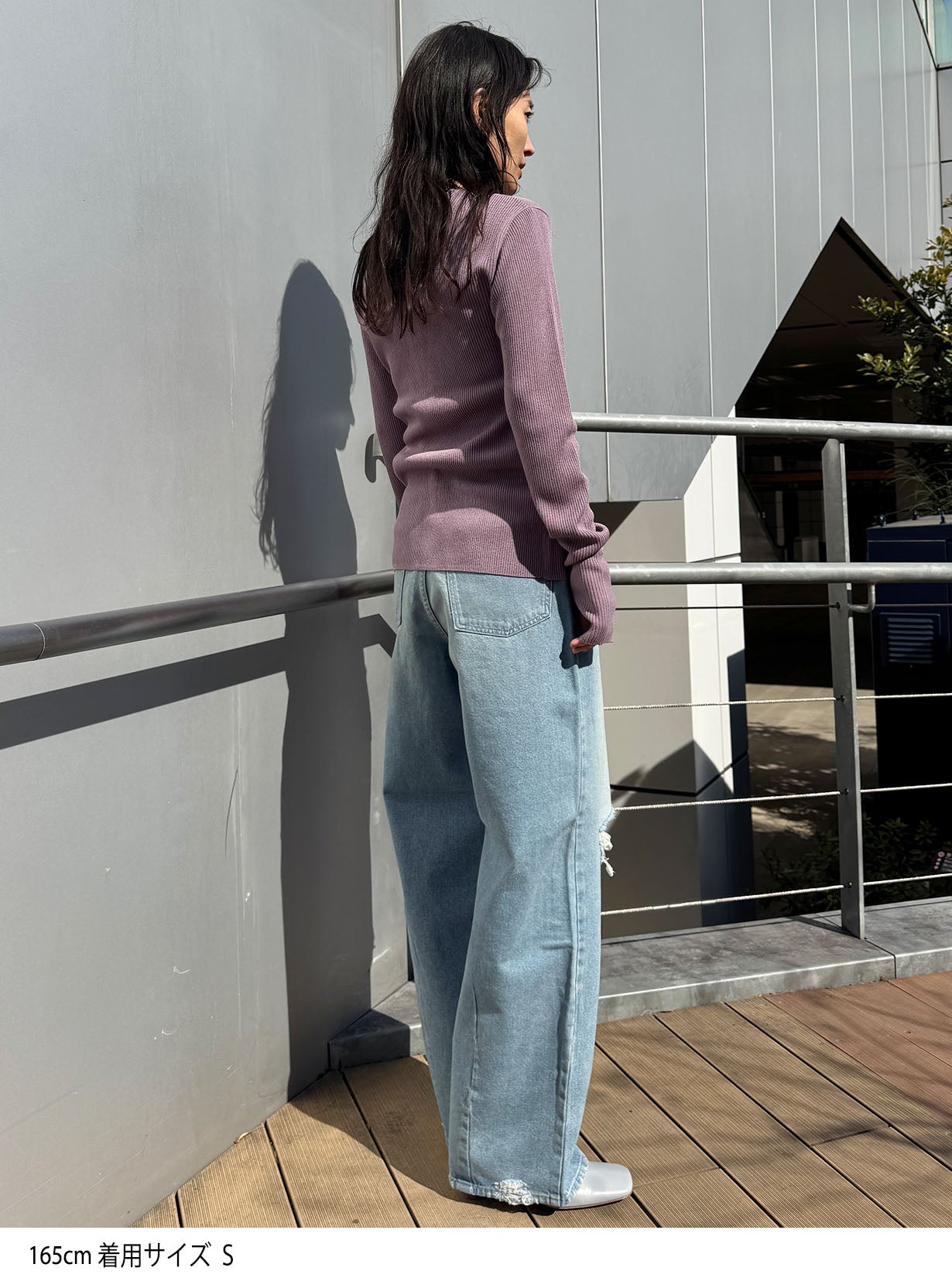 ジップアップリブニット