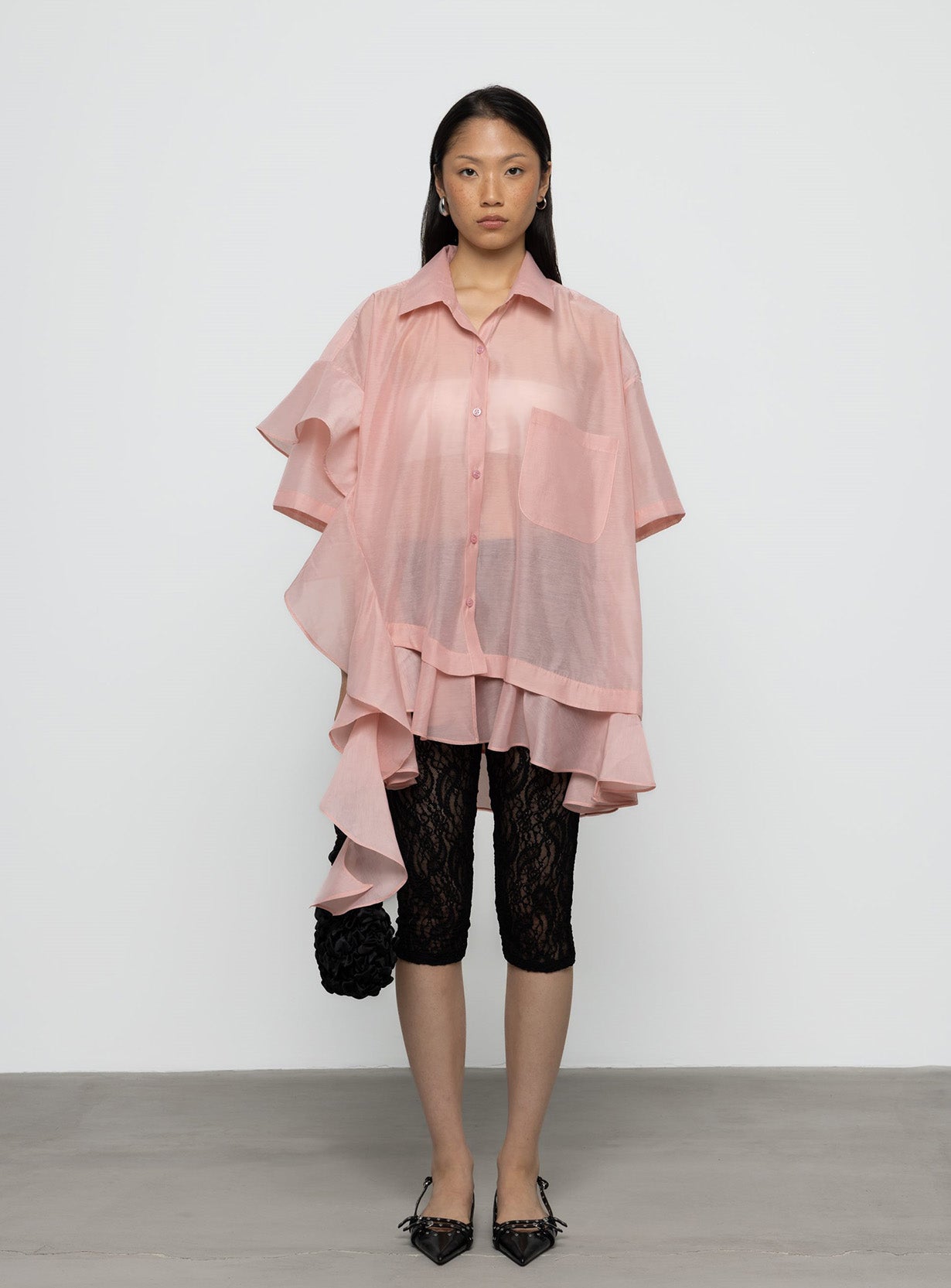 Asymmetric Frill Oversized Shirt