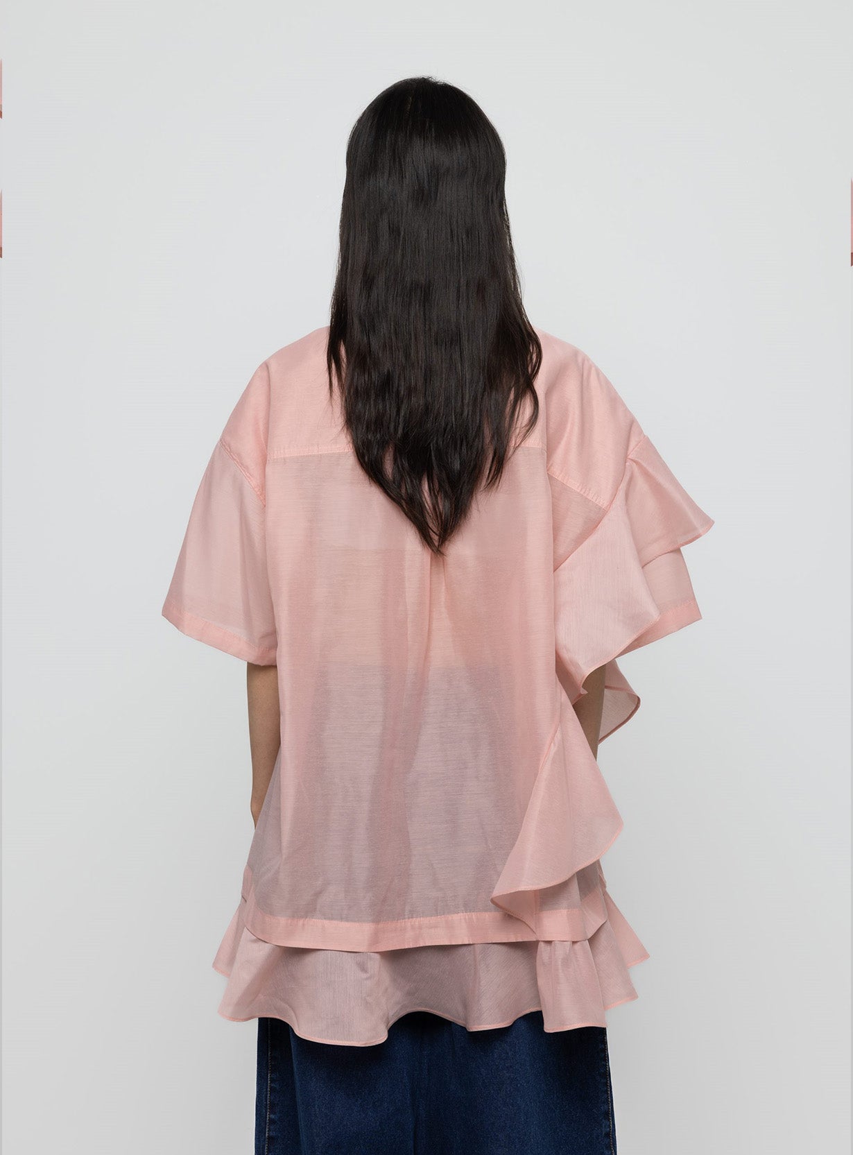 Asymmetric Frill Oversized Shirt