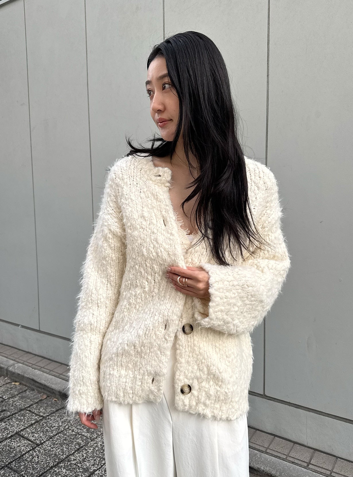 スラブフェザーカーディガン