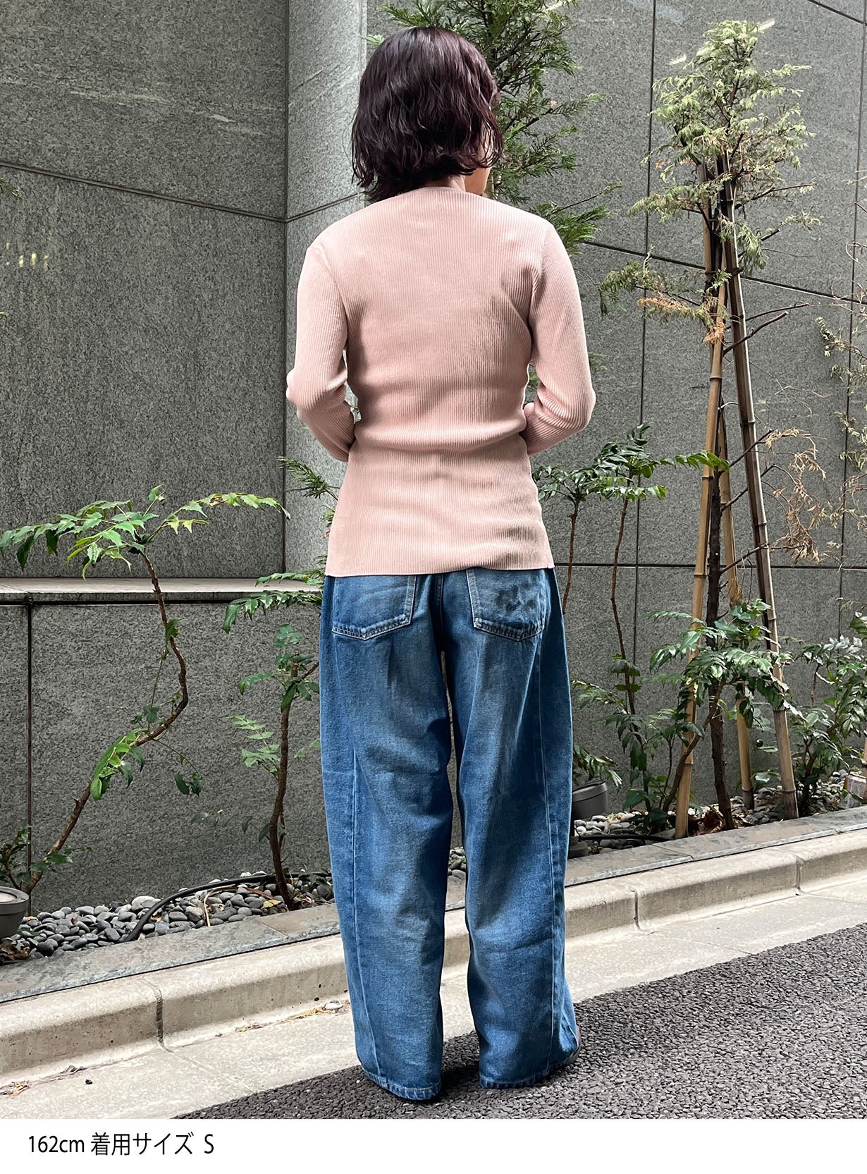 ジップアップリブニット