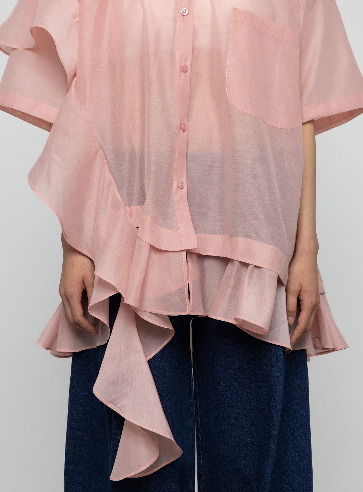 Asymmetric Frill Oversized Shirt