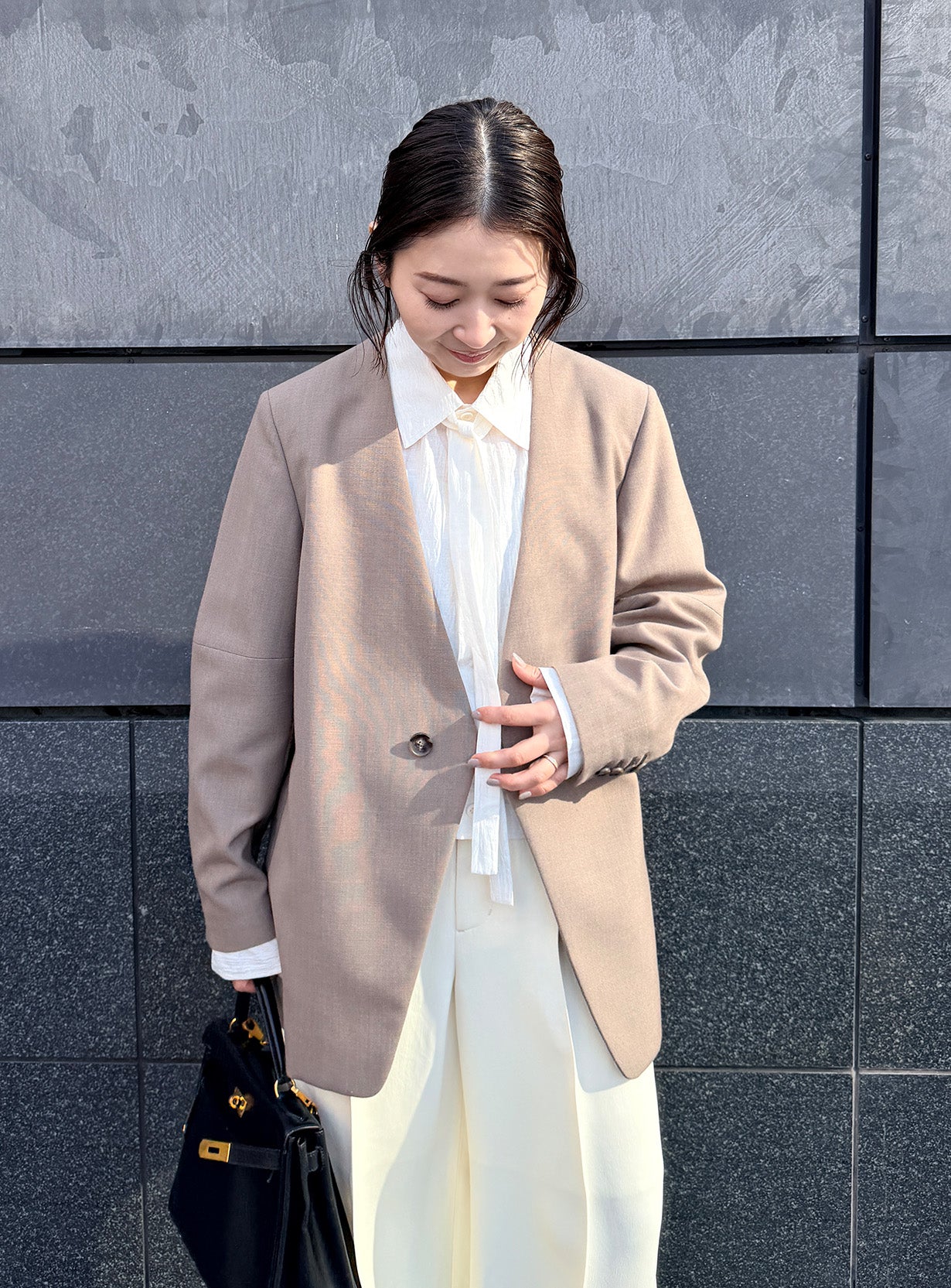 ｒカラーレスワイドショルダージャケット