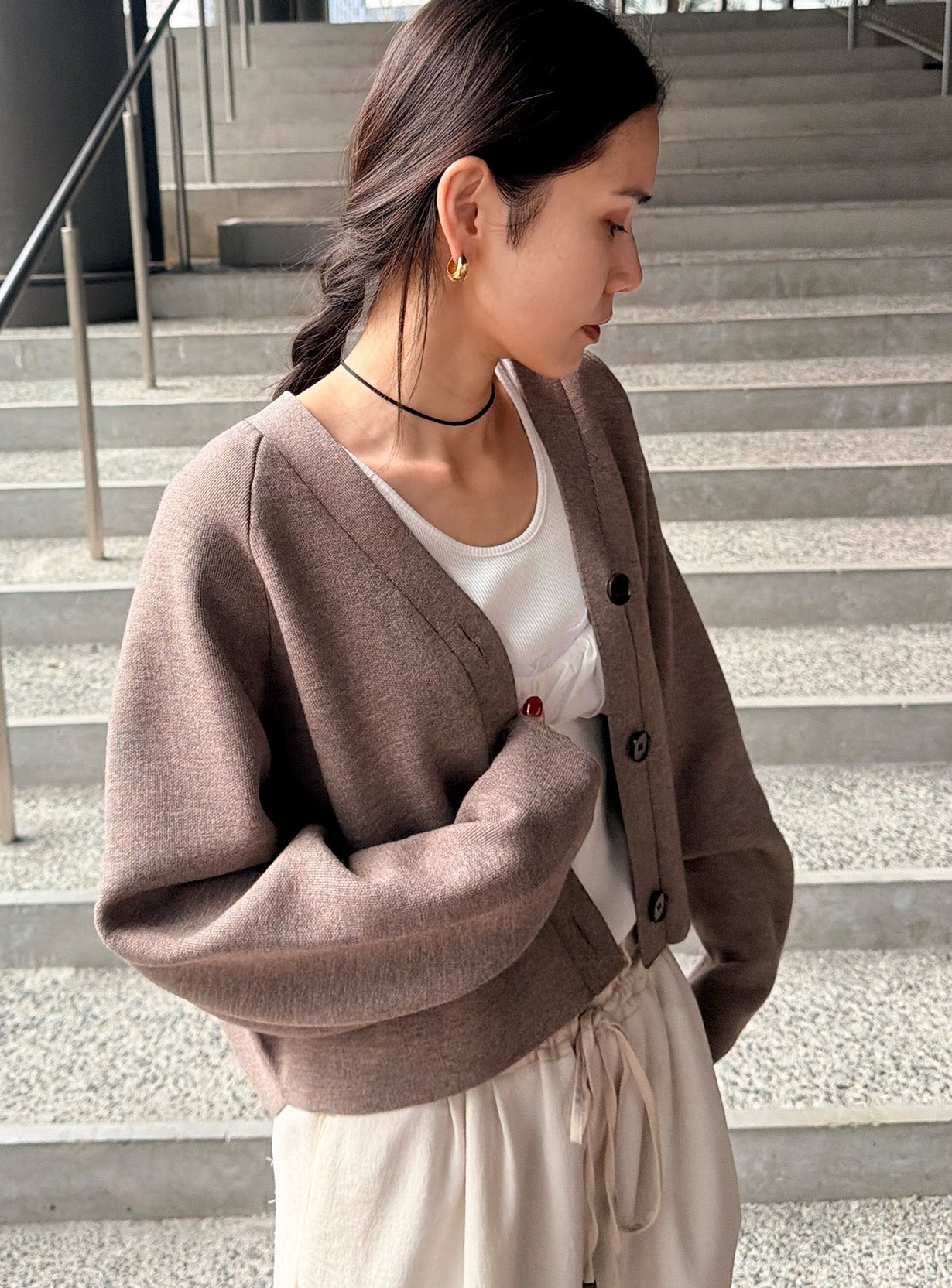 ダブルフェイスニットカーディガン